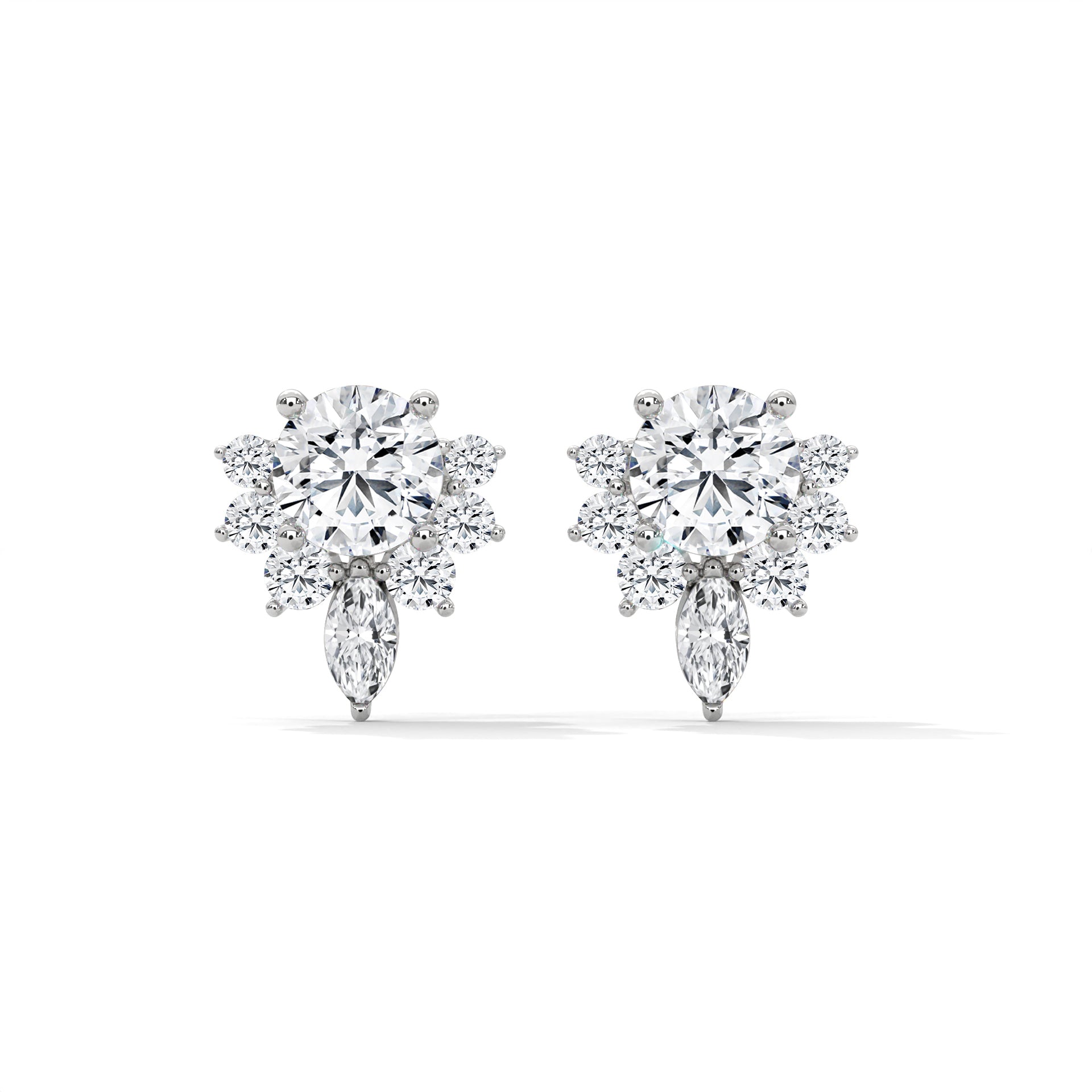 Floral Cluster Lab-Grown Diamond Stud Earrings in 14K & 18K Gold| 0.64 CTW| E VS1