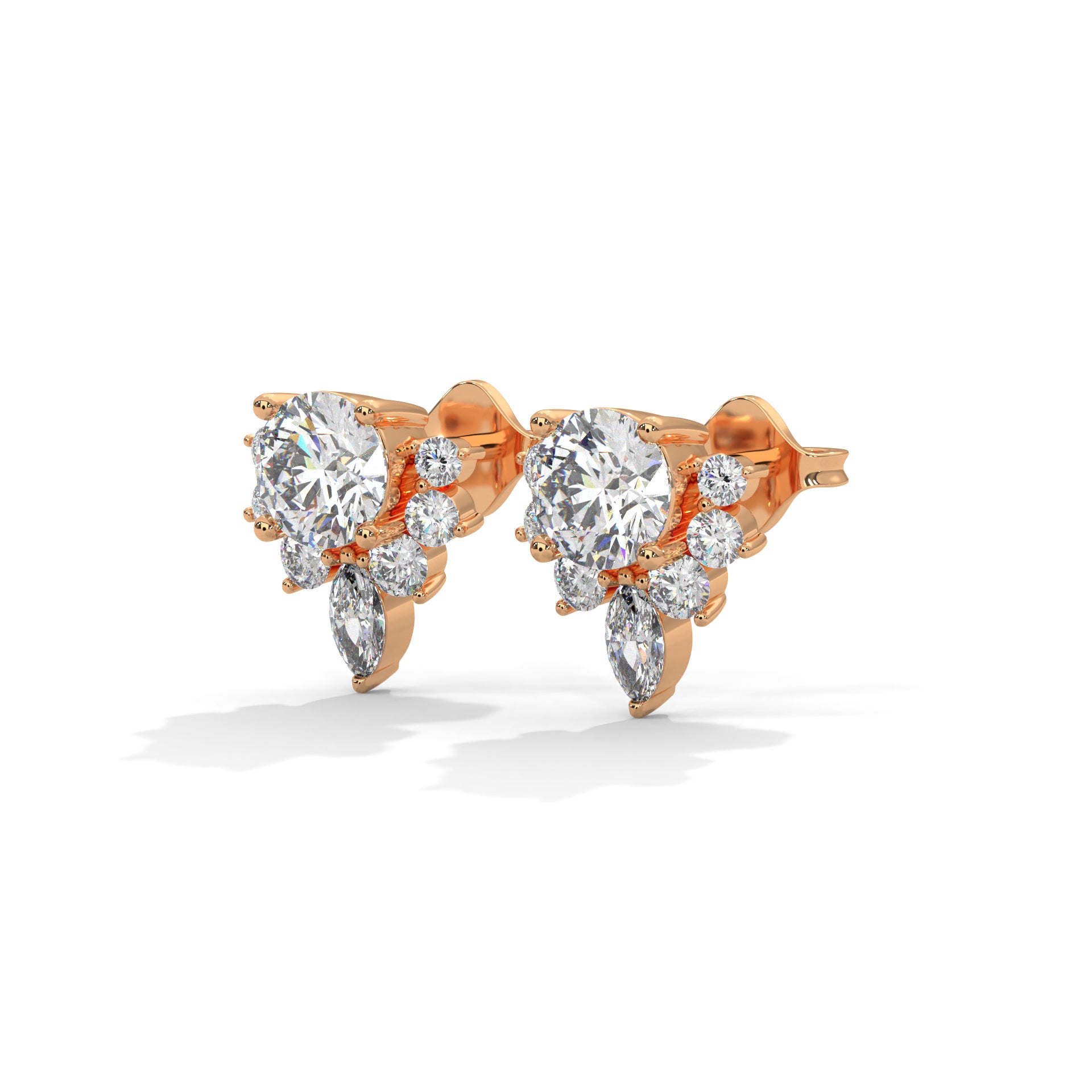 Floral Cluster Lab-Grown Diamond Stud Earrings in 14K & 18K Gold| 0.64 CTW| E VS1