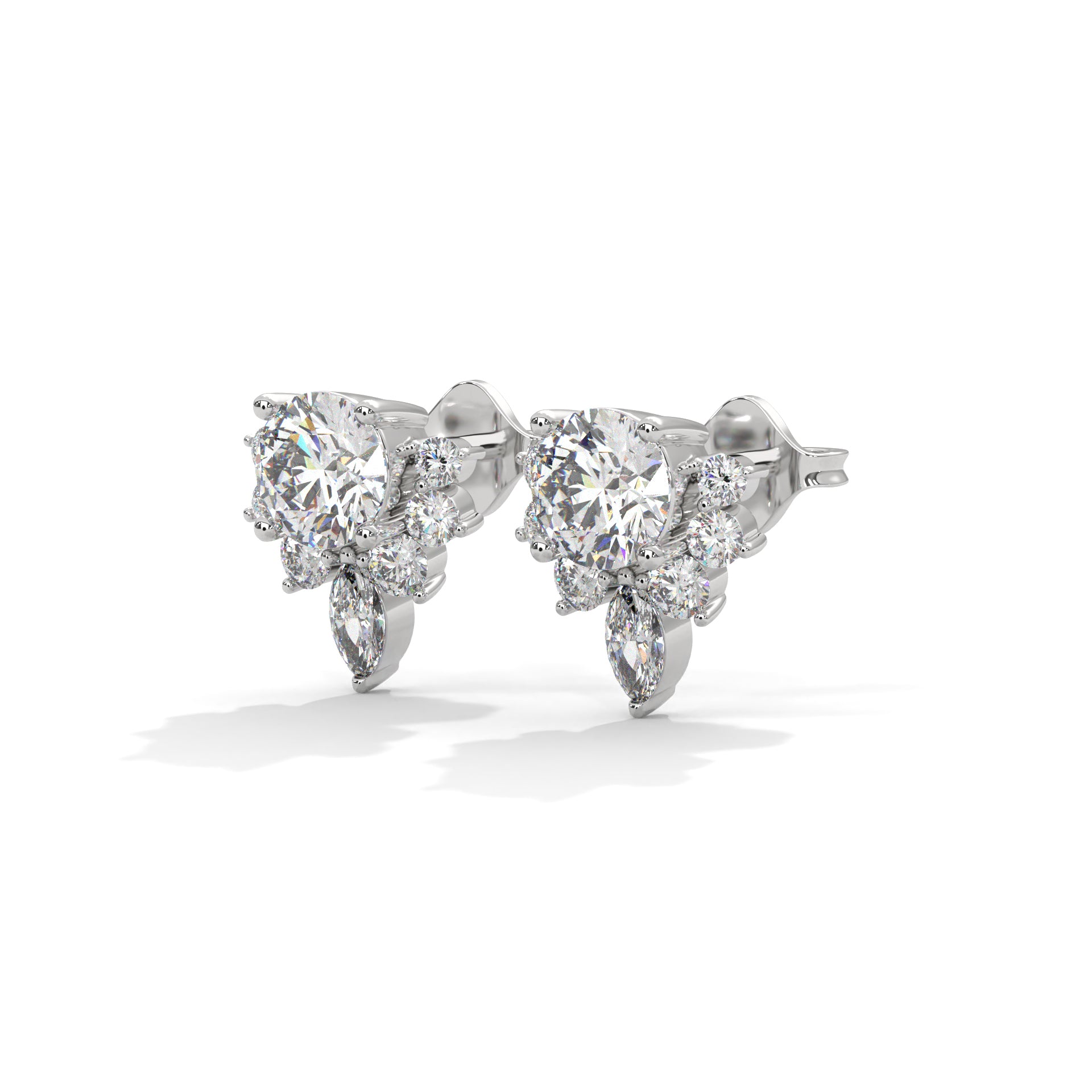 Floral Cluster Lab-Grown Diamond Stud Earrings in 14K & 18K Gold| 0.64 CTW| E VS1