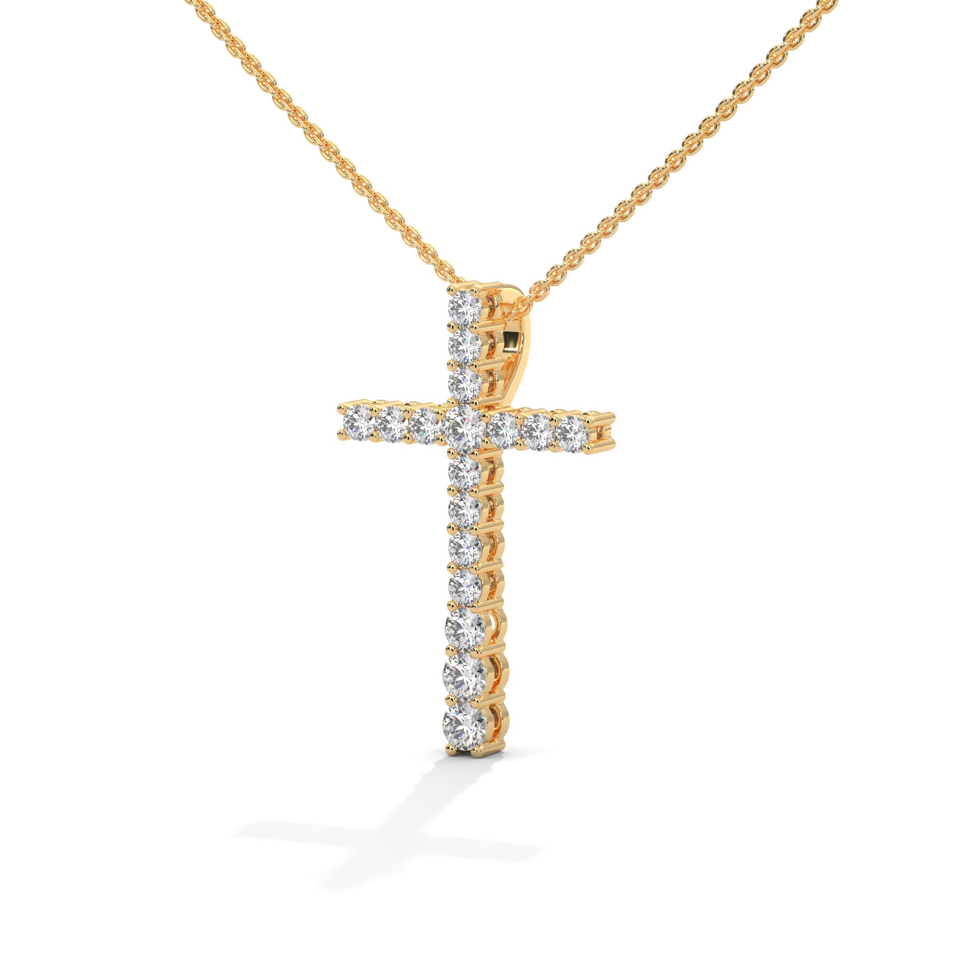 Divine Radiance Diamond Cross Pendant – 14K Gold | 0.48 CTW