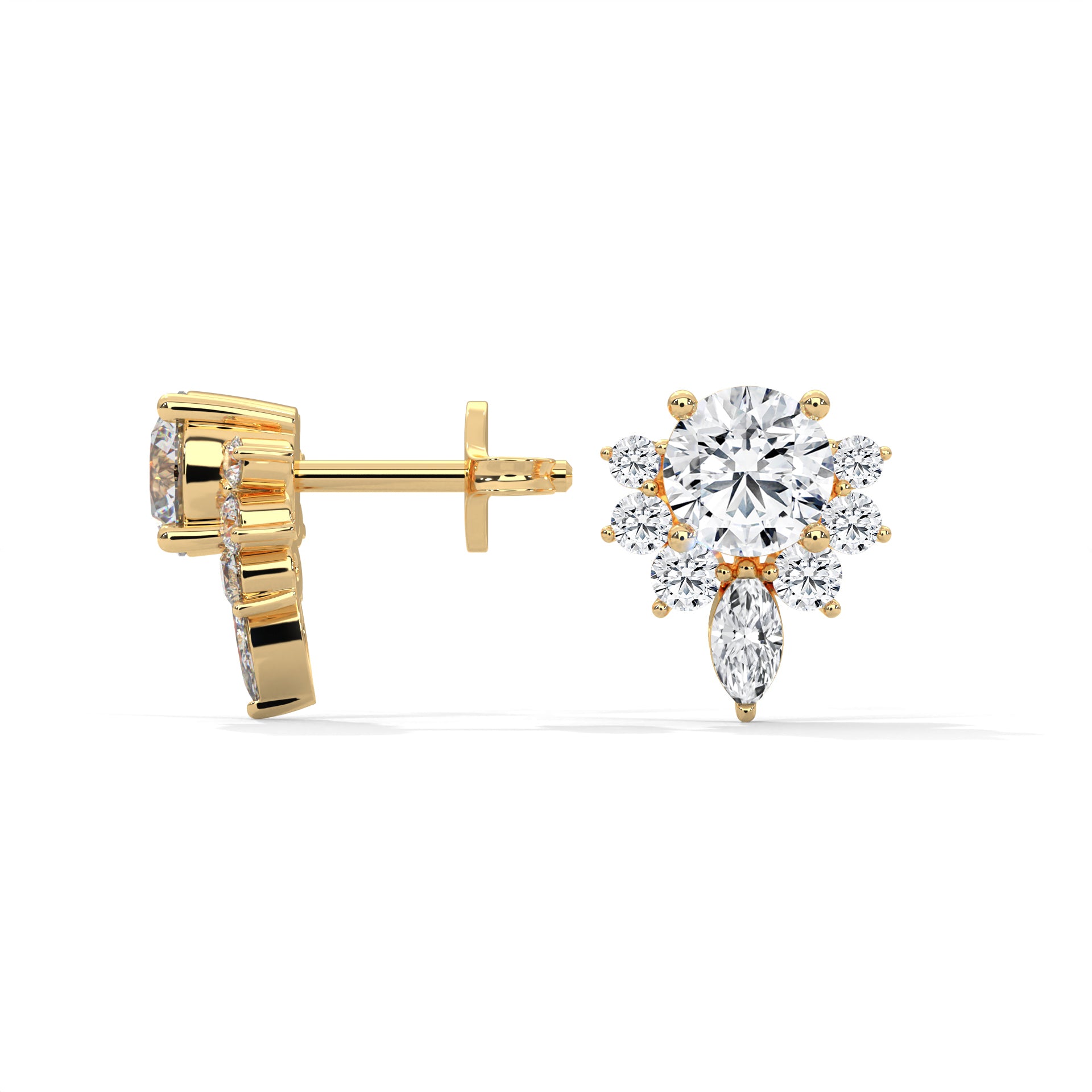 Floral Cluster Lab-Grown Diamond Stud Earrings in 14K & 18K Gold| 0.64 CTW| E VS1