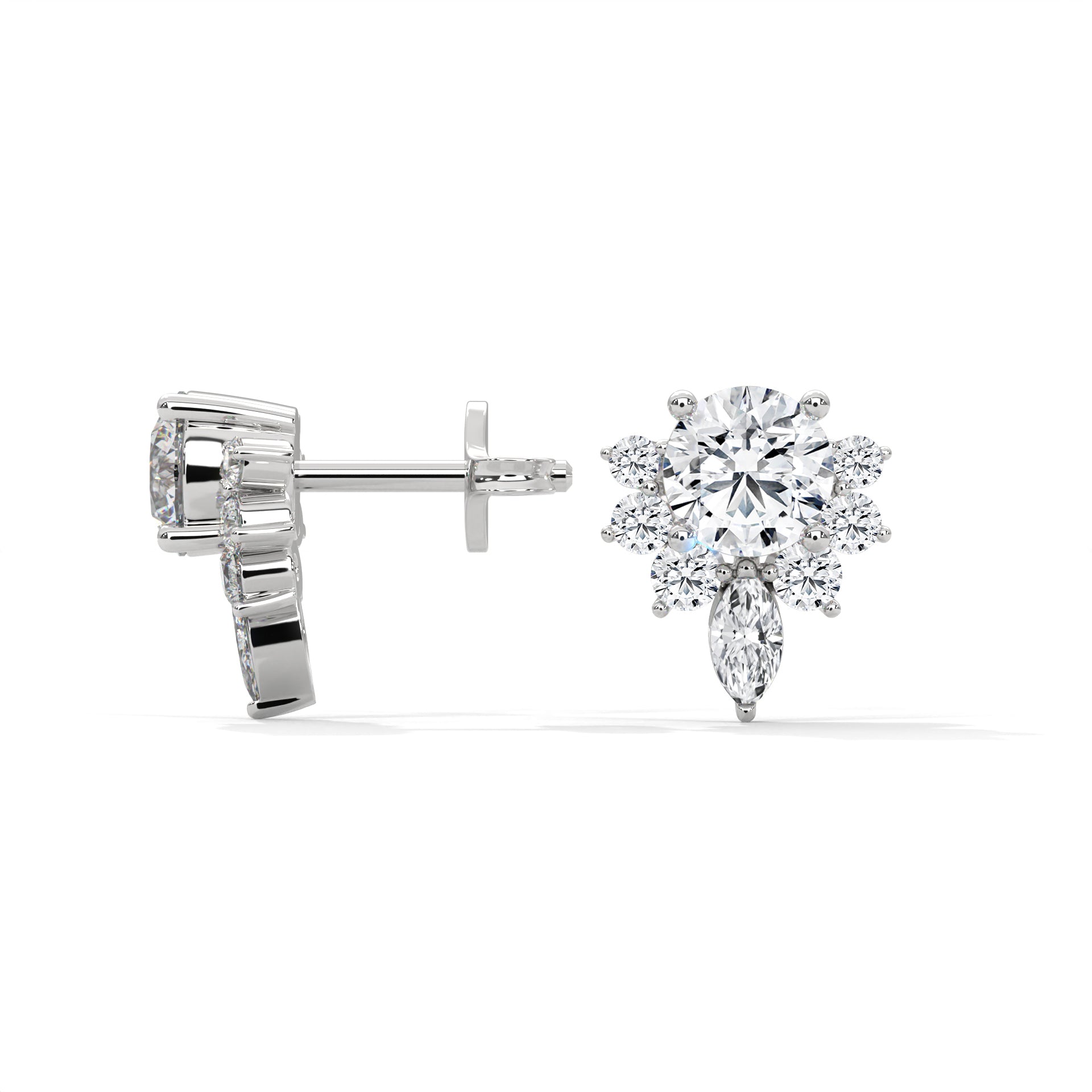 Floral Cluster Lab-Grown Diamond Stud Earrings in 14K & 18K Gold| 0.64 CTW| E VS1