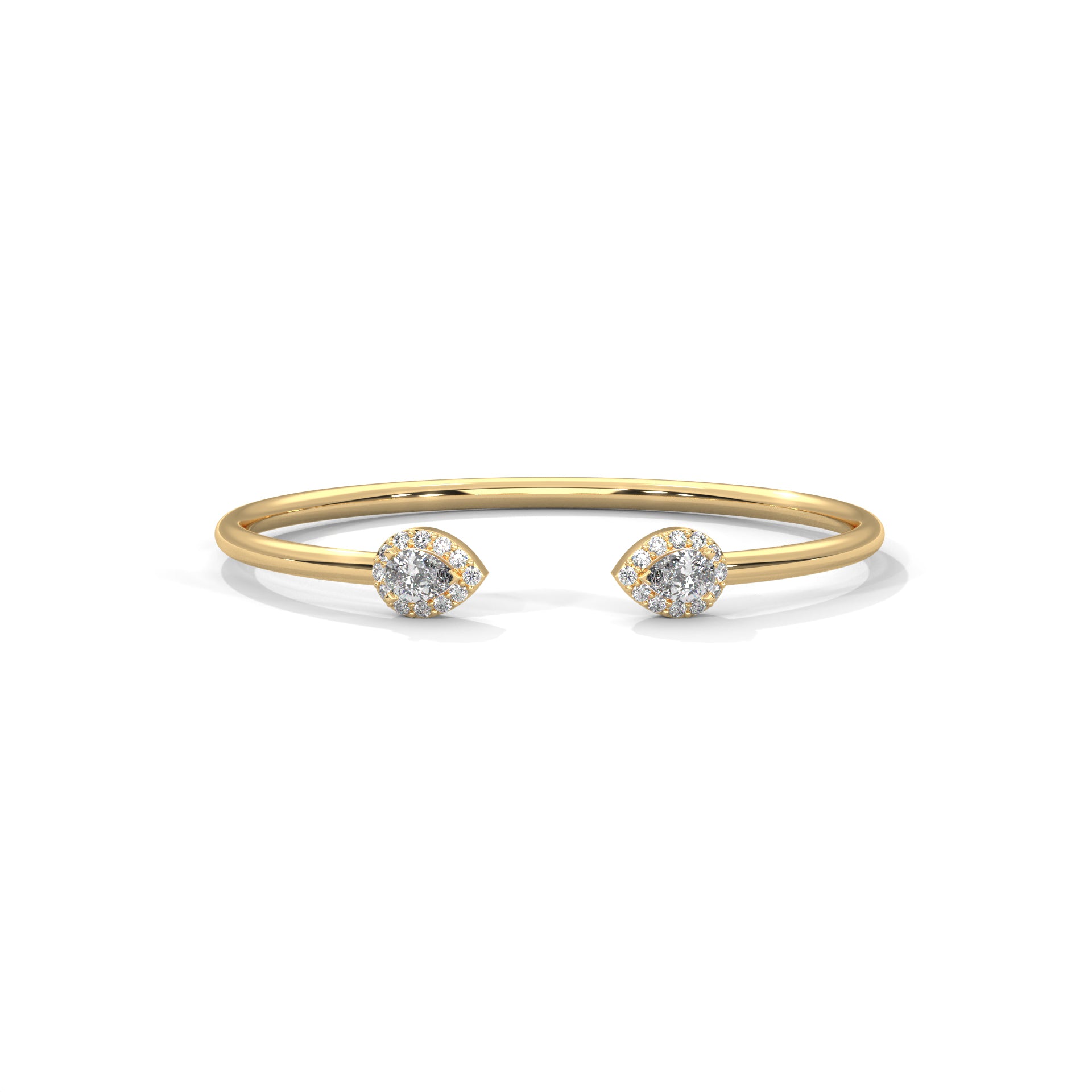 AuroraGlow Pear-Cut Lab-Grown Diamond Open Gold Bangle | 0.34 CTW