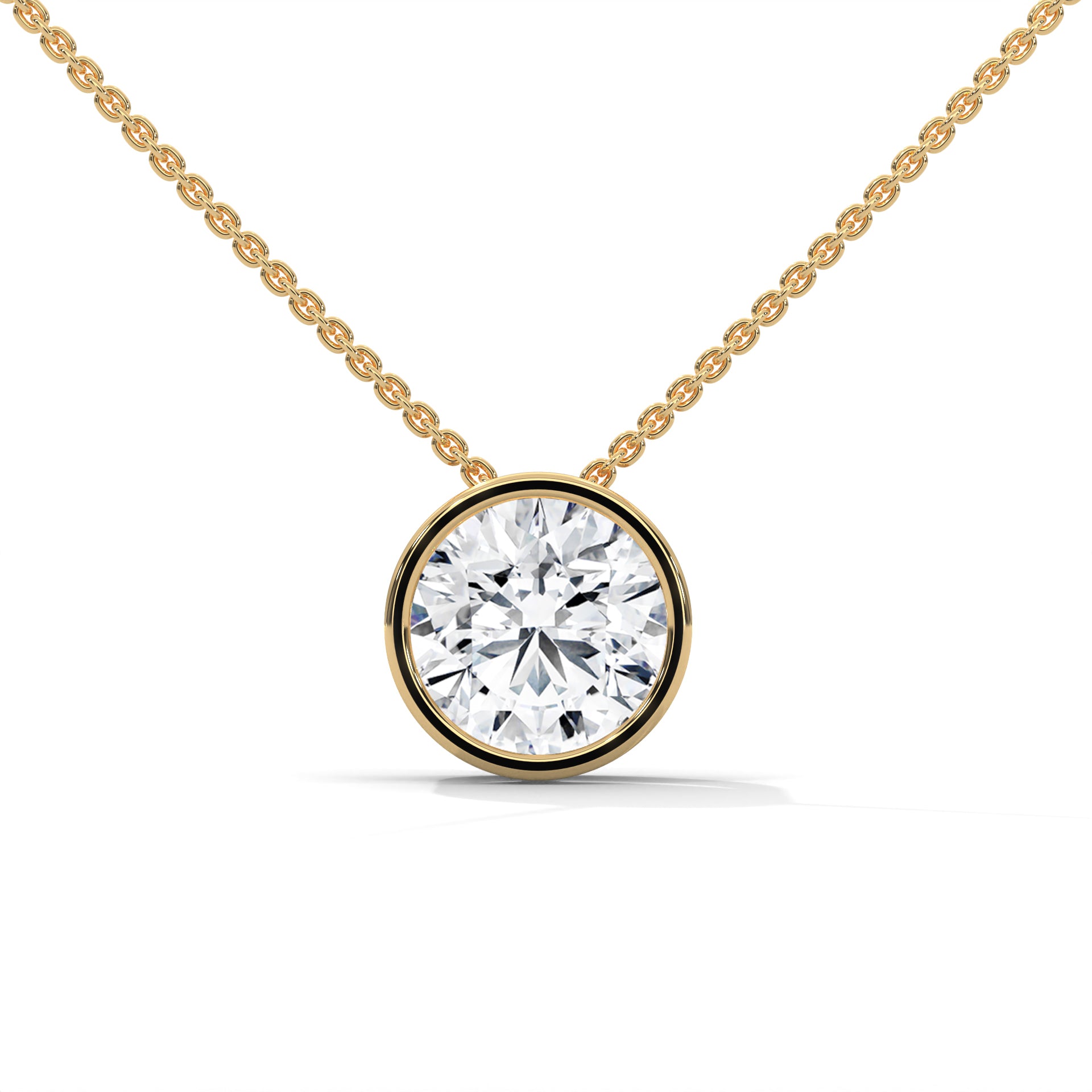 Eclipse Radiance Round-Cut Diamond Pendant Necklace 2.00ct | 14K Gold |16”&18” Chain