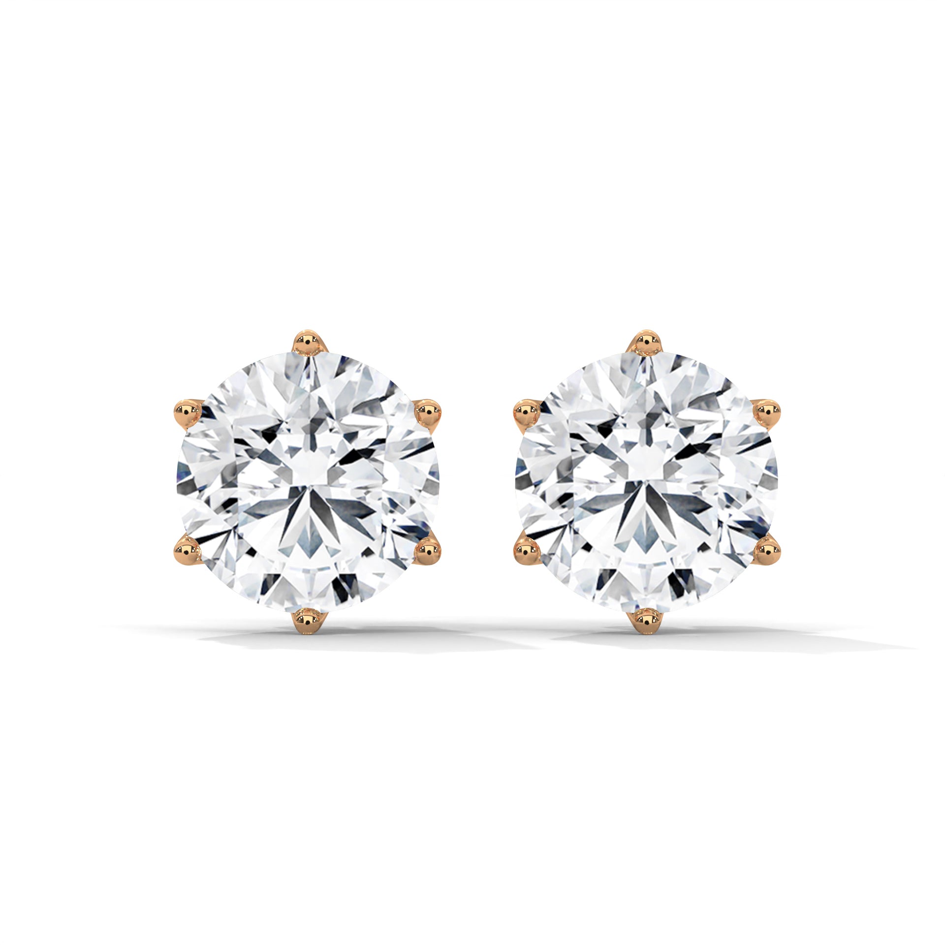 Classic Round-Cut Halo Diamond Stud Earrings in 14K Gold | 2-6 CTW