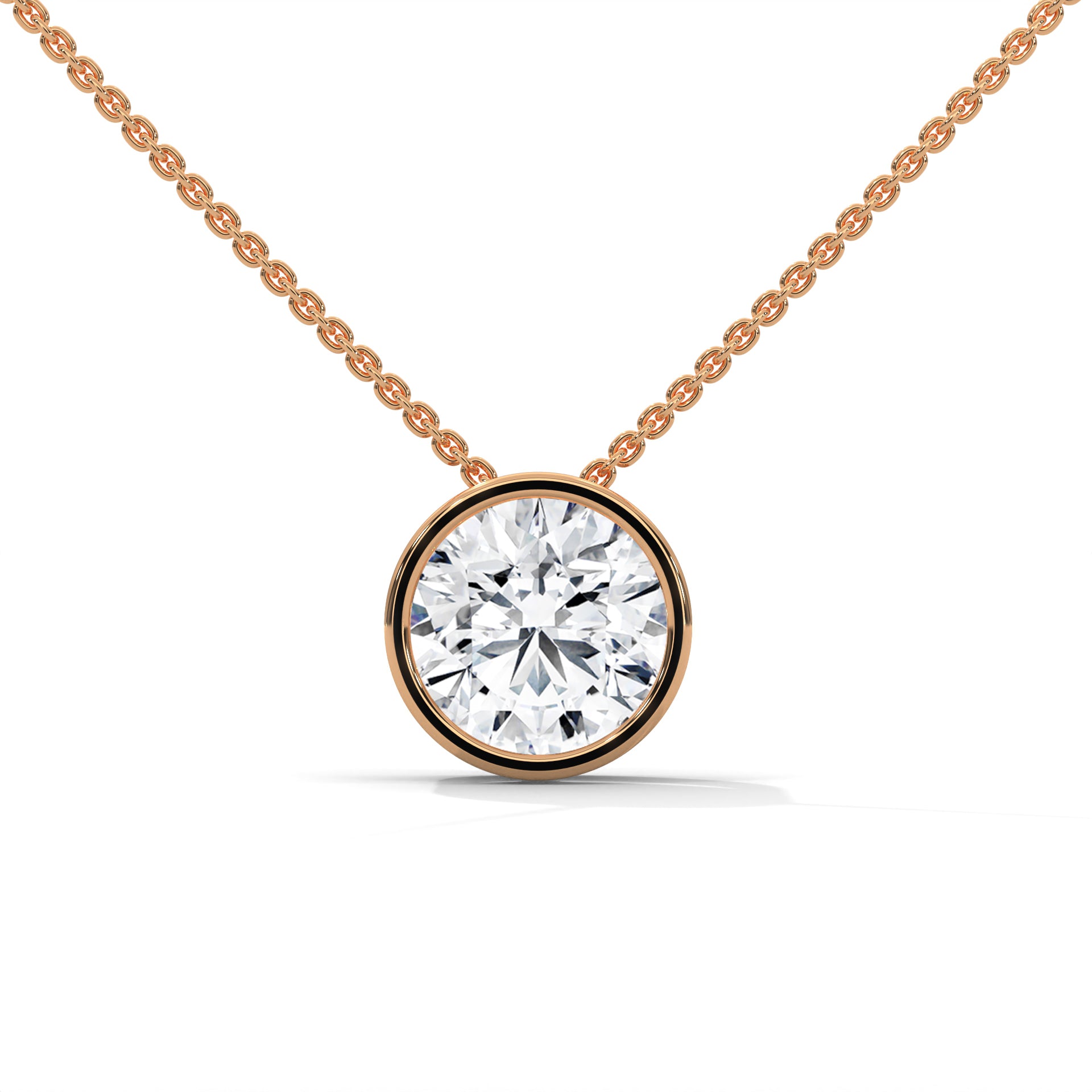 Eclipse Radiance Round-Cut Diamond Pendant Necklace 2.00ct | 14K Gold |16”&18” Chain