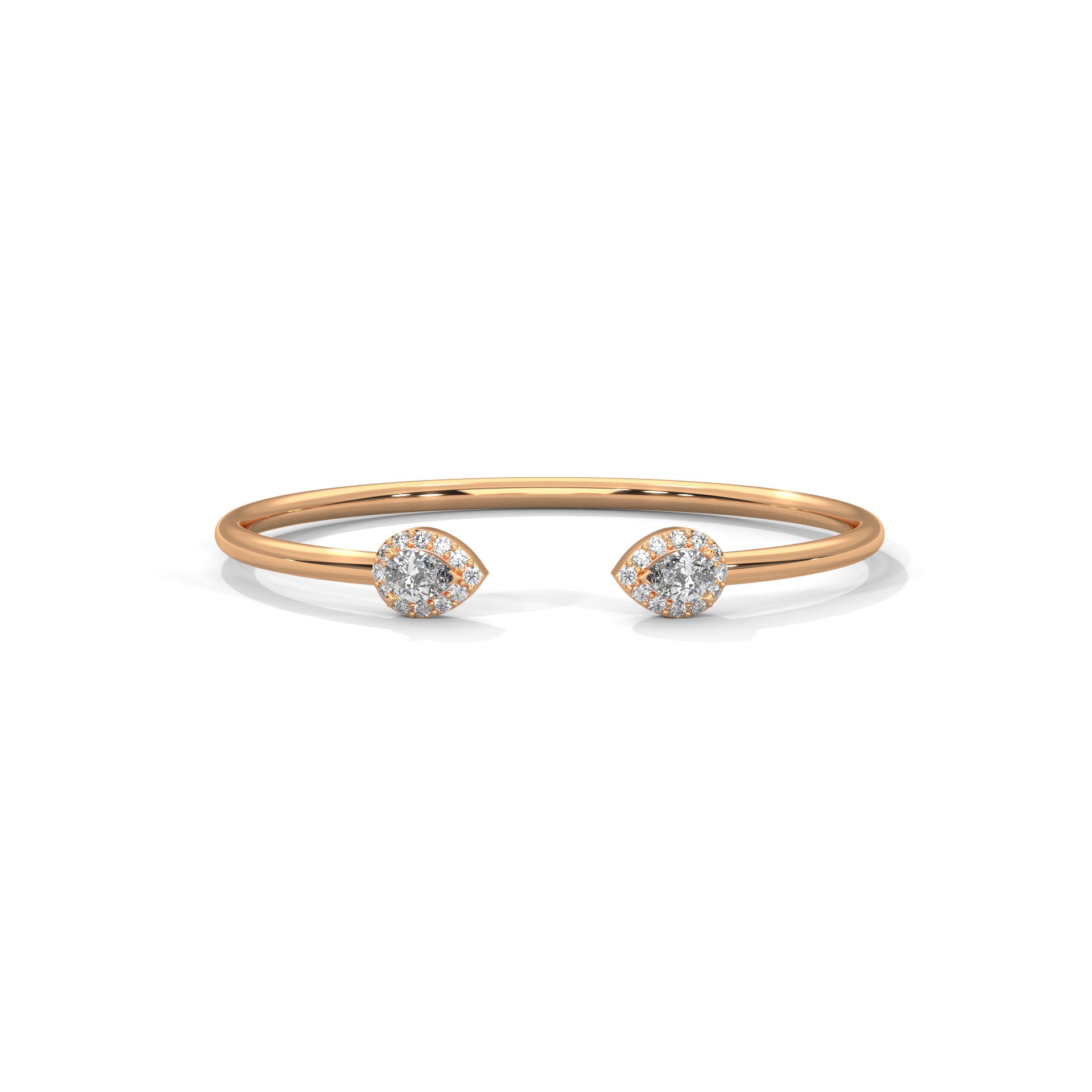 AuroraGlow Pear-Cut Lab-Grown Diamond Open Gold Bangle | 0.34 CTW