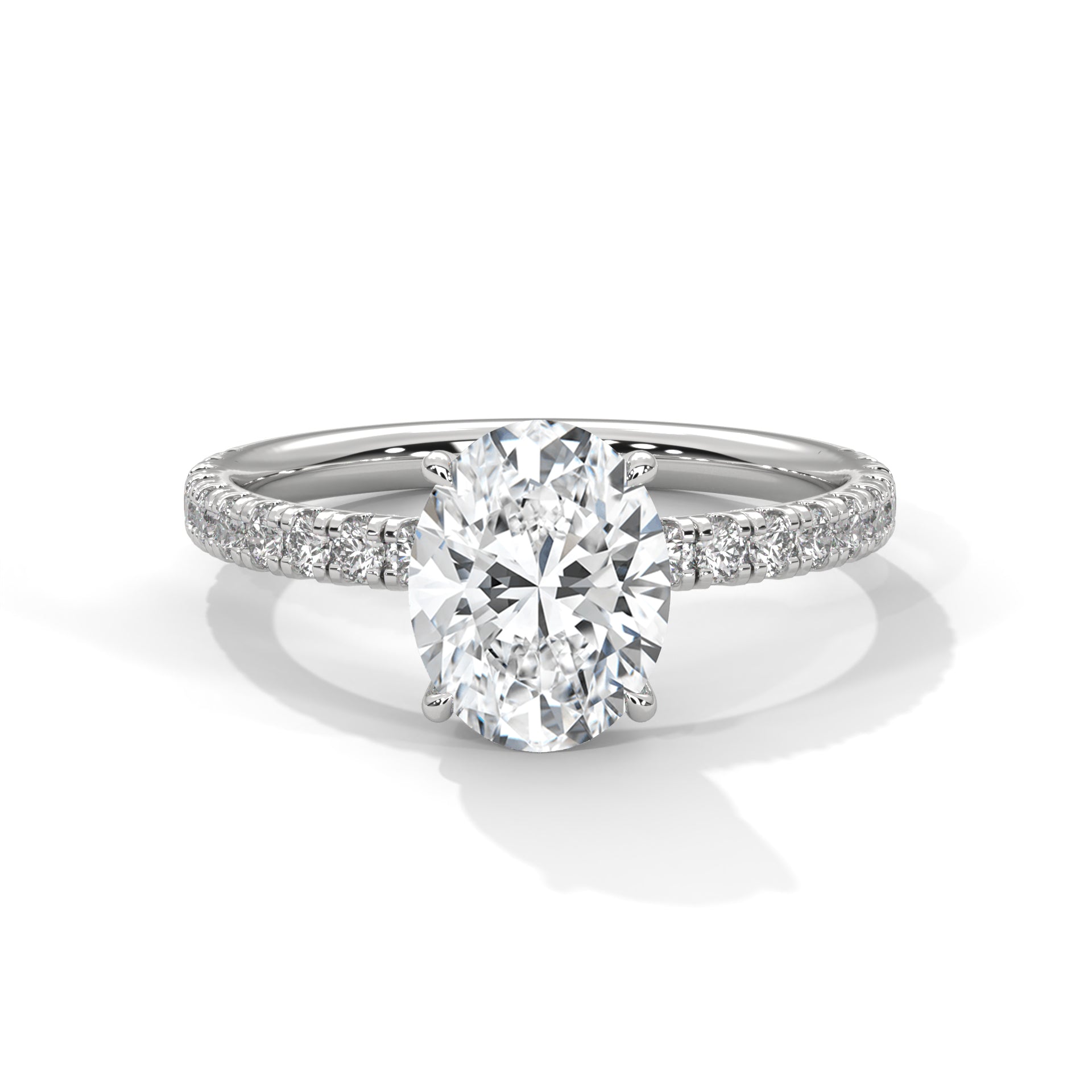 Pave 2.46 ctw Oval cut Lab-Grown Diamond Engagement Ring | F-VS1