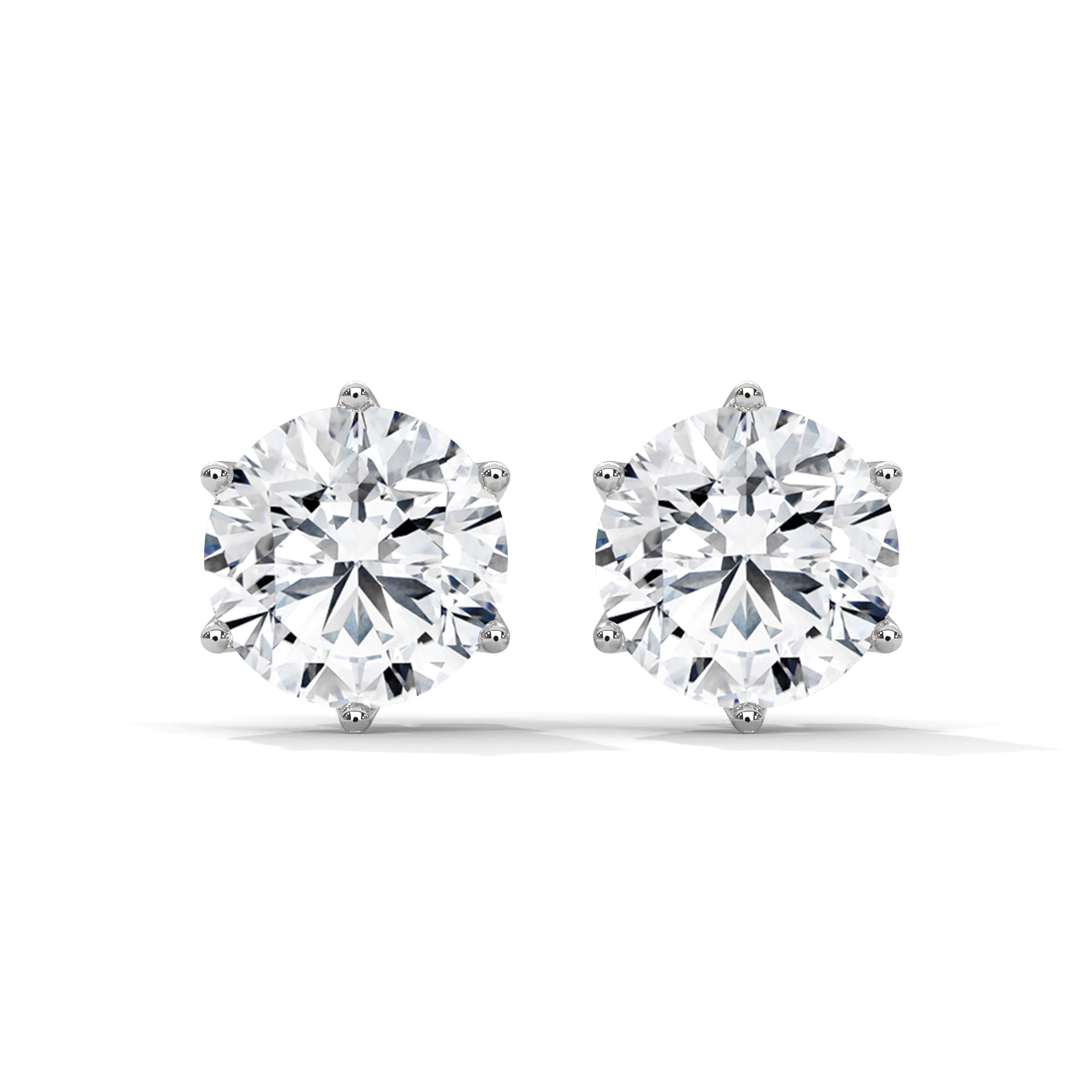Classic Round-Cut Halo Diamond Stud Earrings in 14K Gold | 2-6 CTW