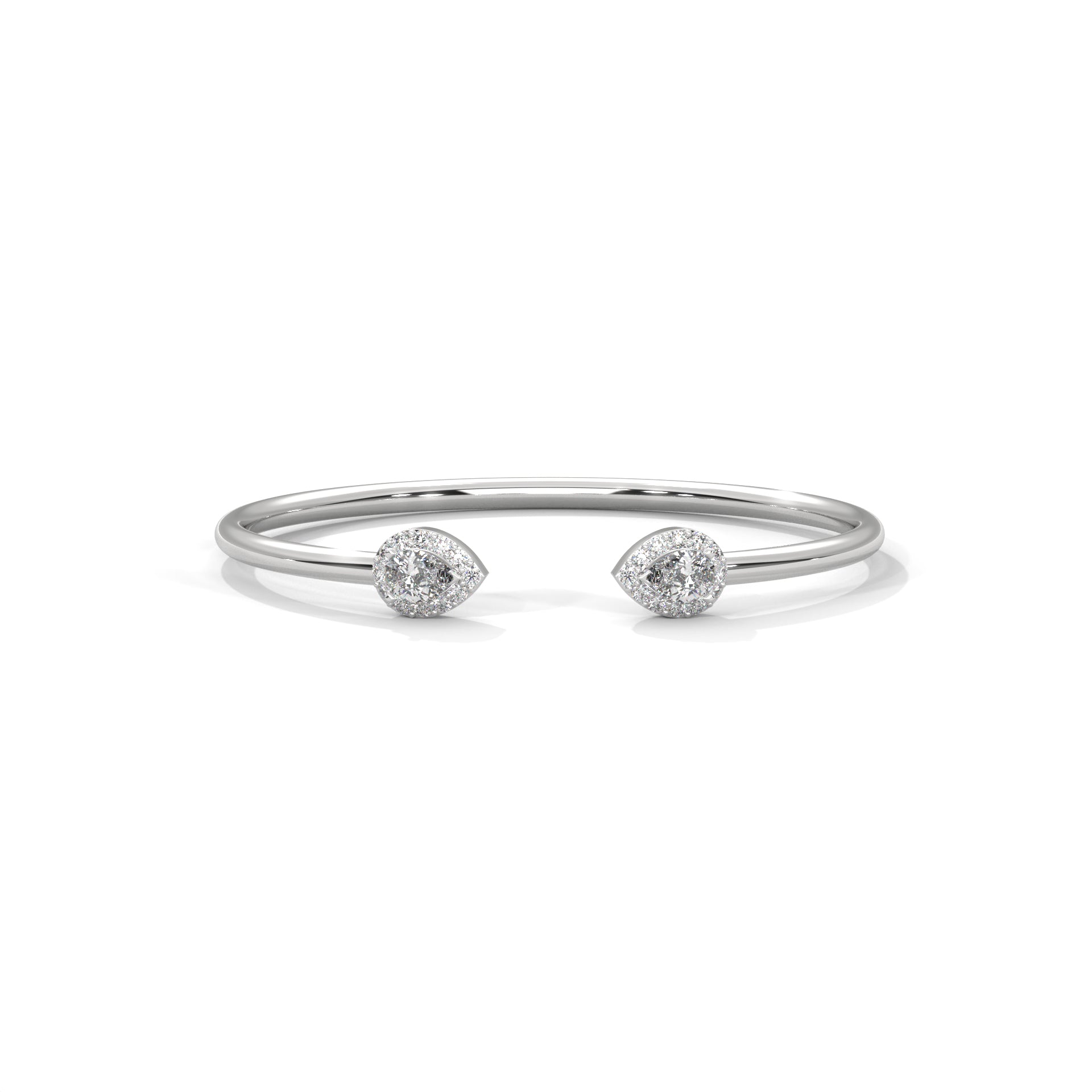 AuroraGlow Pear-Cut Lab-Grown Diamond Open Gold Bangle | 0.34 CTW