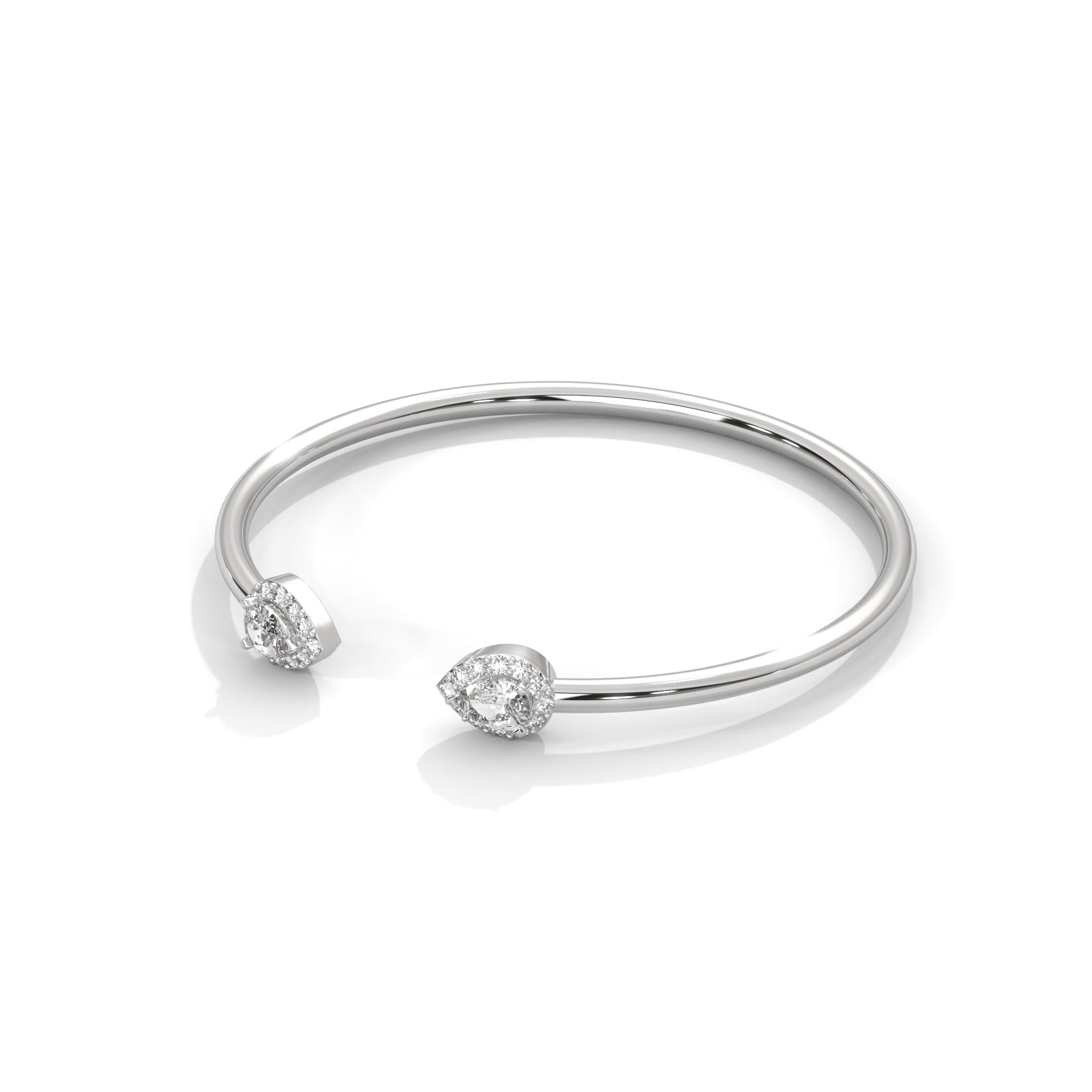 AuroraGlow Pear-Cut Lab-Grown Diamond Open Gold Bangle | 0.34 CTW
