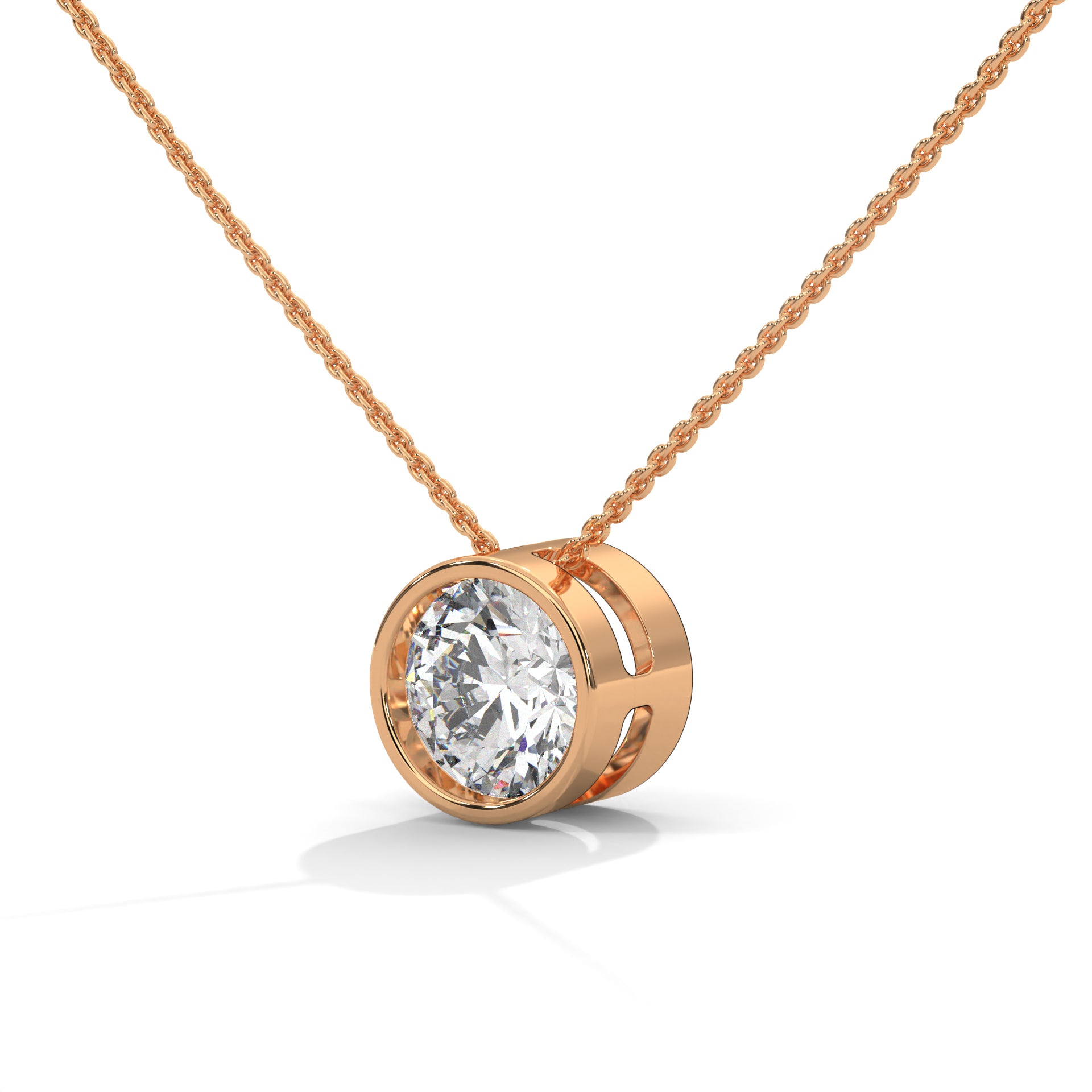Eclipse Radiance Round-Cut Diamond Pendant Necklace 2.00ct | 14K Gold |16”&18” Chain