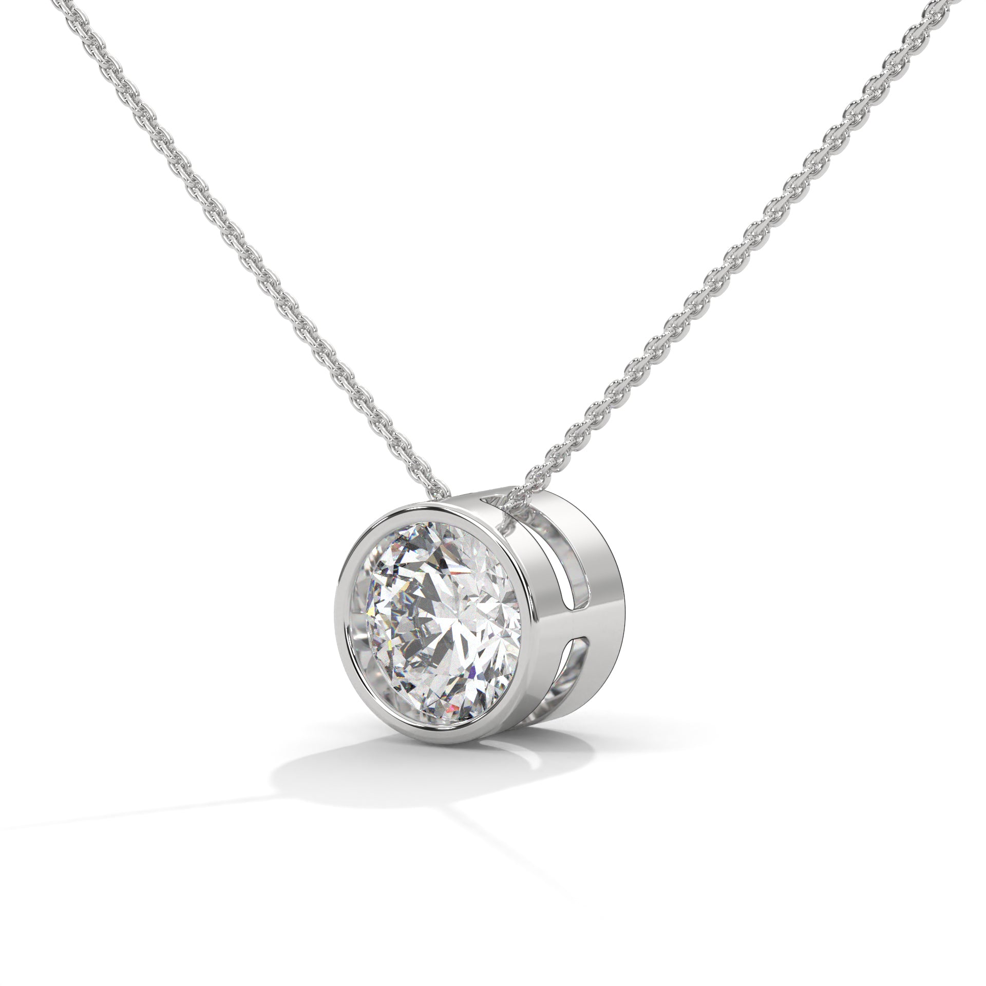 Eclipse Radiance Round-Cut Diamond Pendant Necklace 2.00ct | 14K Gold |16”&18” Chain