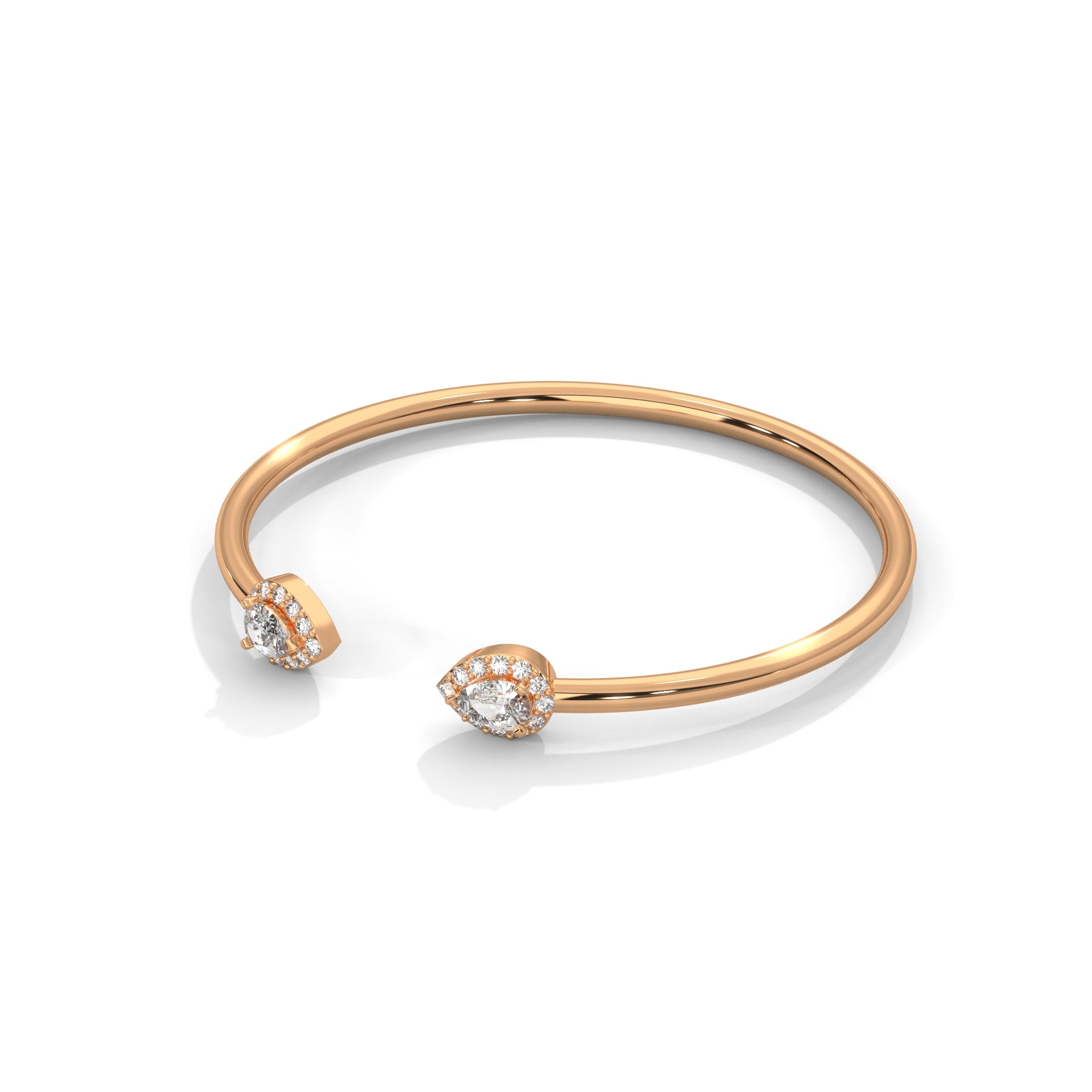 AuroraGlow Pear-Cut Lab-Grown Diamond Open Gold Bangle | 0.34 CTW