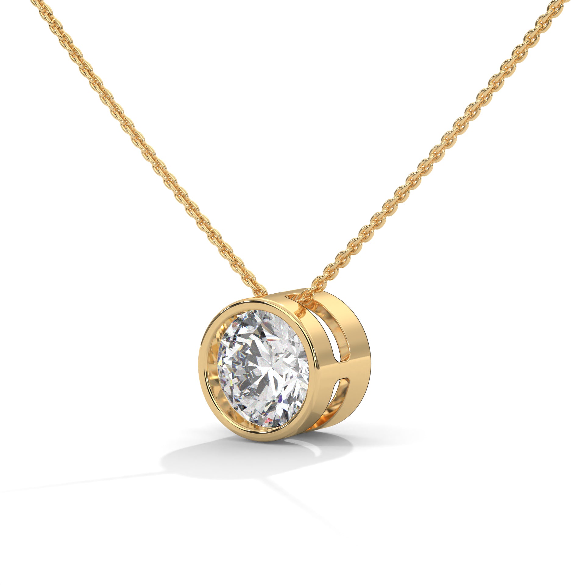 Eclipse Radiance Round-Cut Diamond Pendant Necklace 2.00ct | 14K Gold |16”&18” Chain