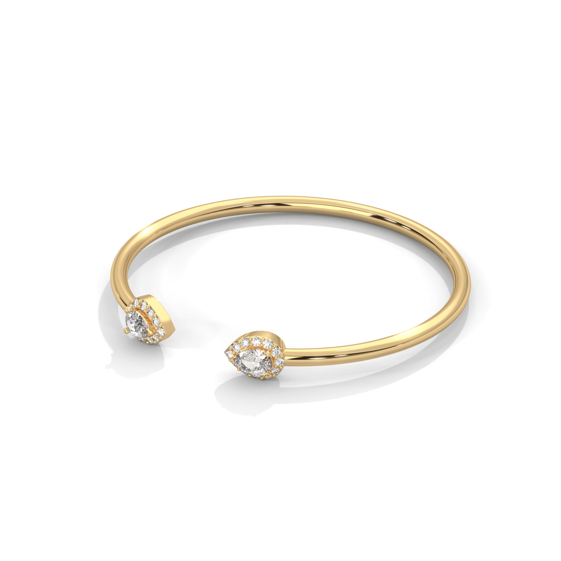AuroraGlow Pear-Cut Lab-Grown Diamond Open Gold Bangle | 0.34 CTW