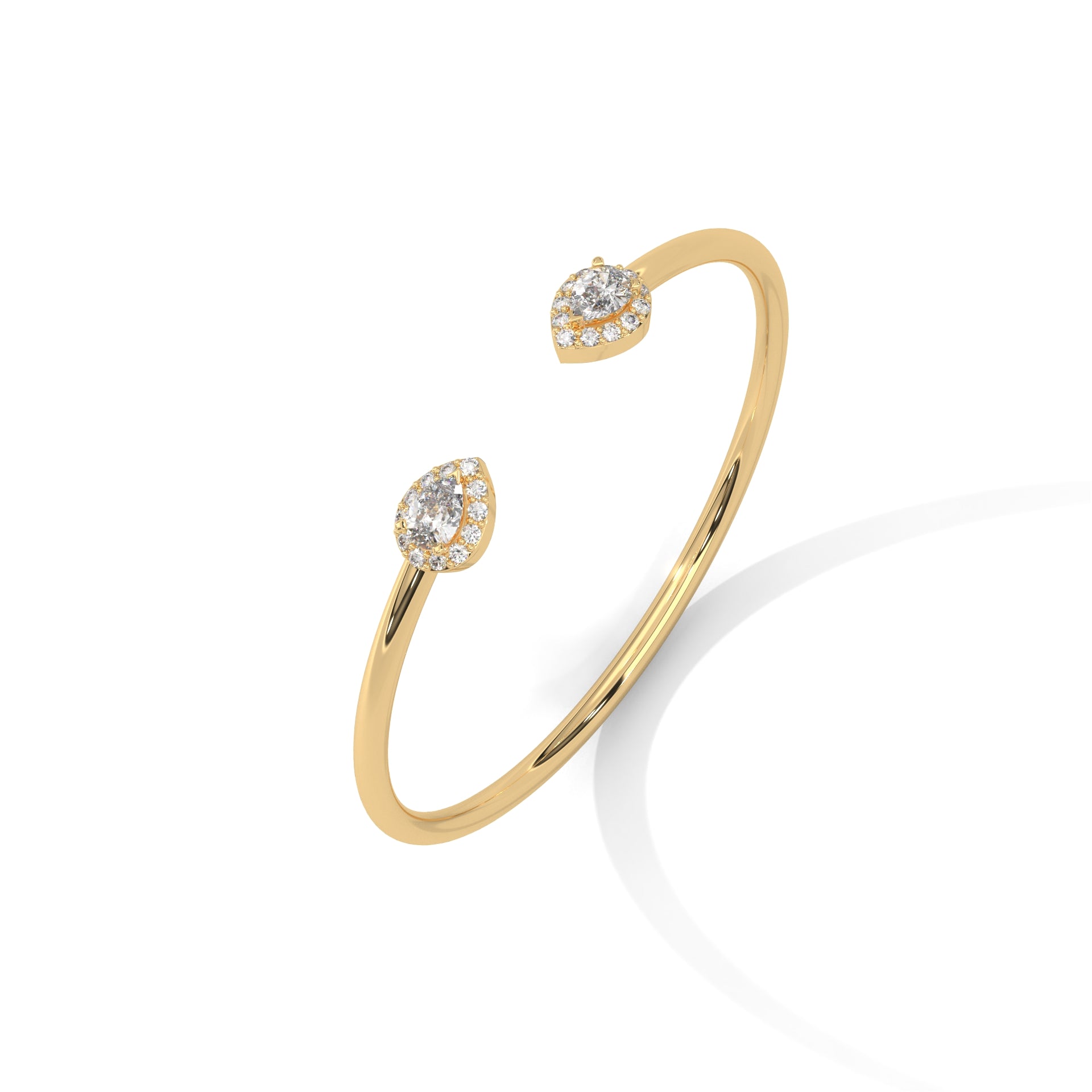 AuroraGlow Pear-Cut Lab-Grown Diamond Open Gold Bangle | 0.34 CTW