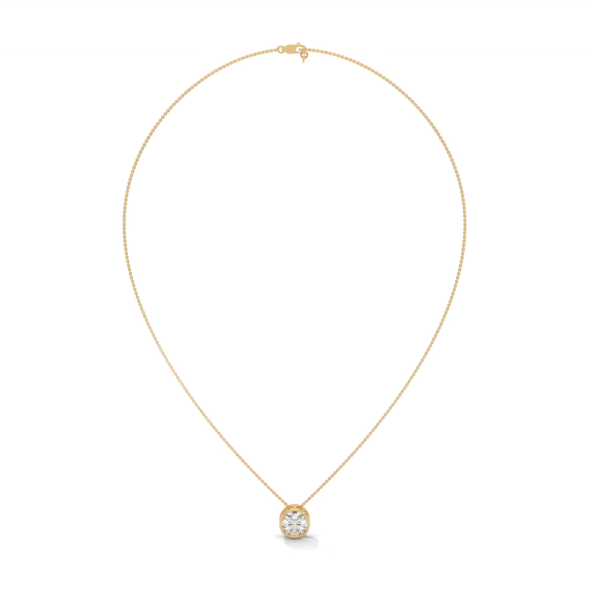 Eclipse Radiance Round-Cut Diamond Pendant Necklace 2.00ct | 14K Gold |16”&18” Chain