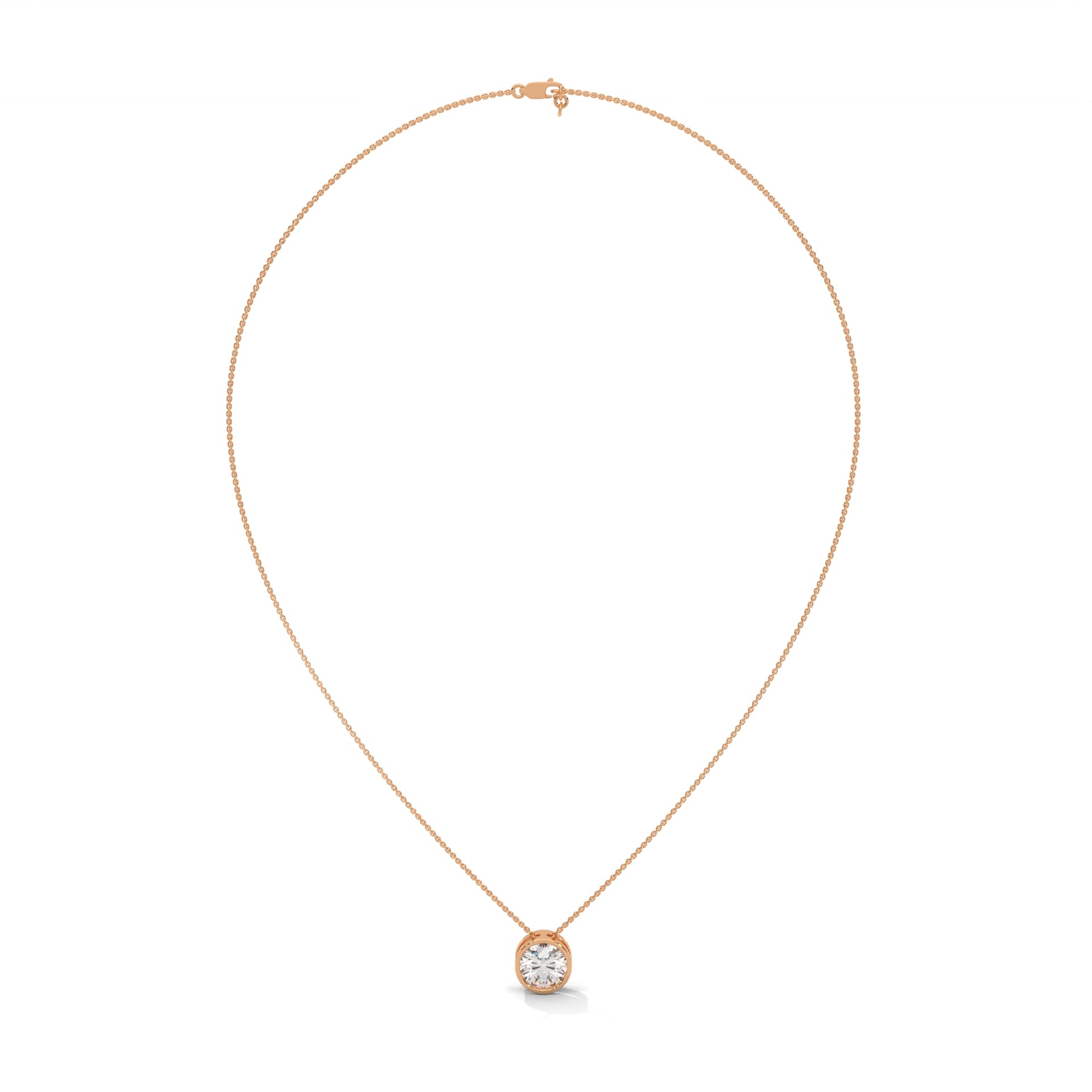 Eclipse Radiance Round-Cut Diamond Pendant Necklace 2.00ct | 14K Gold |16”&18” Chain