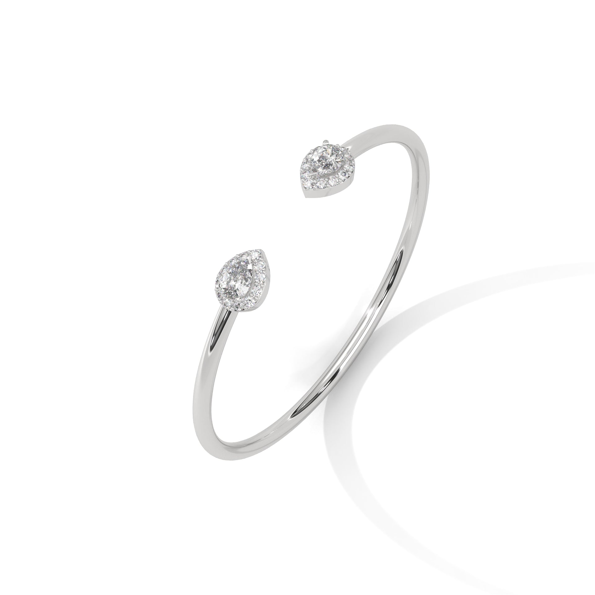 AuroraGlow Pear-Cut Lab-Grown Diamond Open Gold Bangle | 0.34 CTW