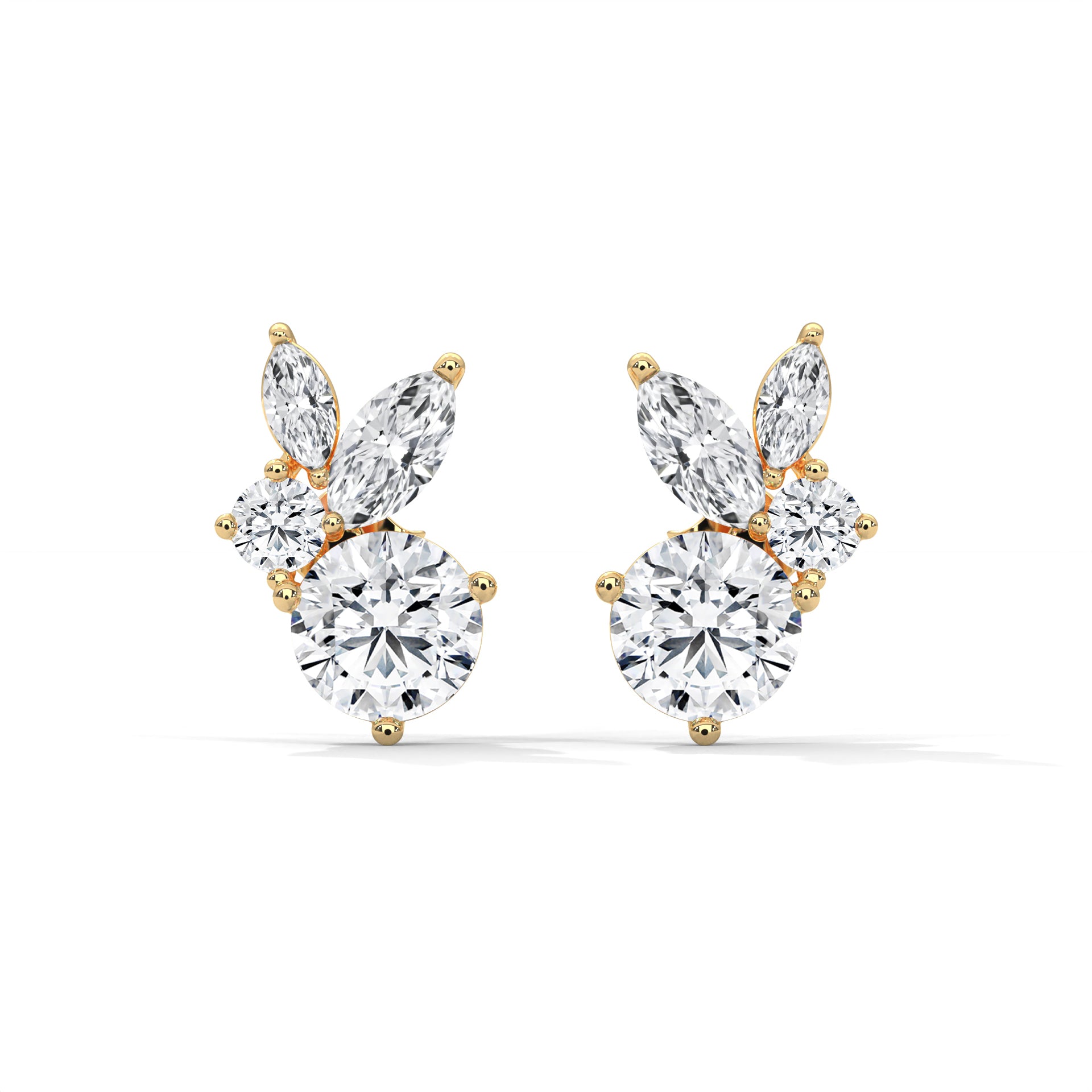 Rabbit- inspired Diamond Stud Earrings in 14K Gold | 1.41 CTW