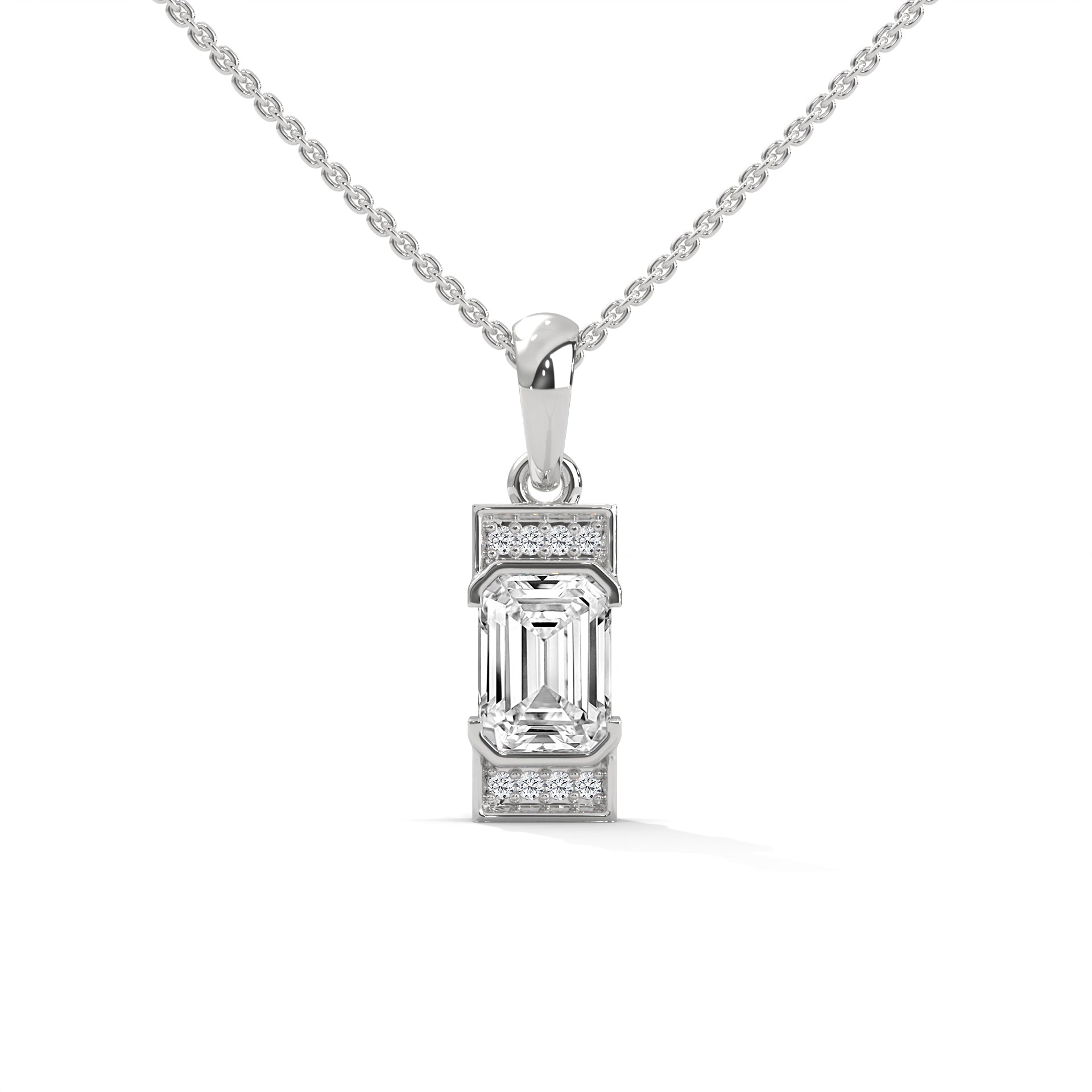 Regal Radiance: 14K Gold Emerald-Cut Diamond Pendant Necklace | 1.04 CTW