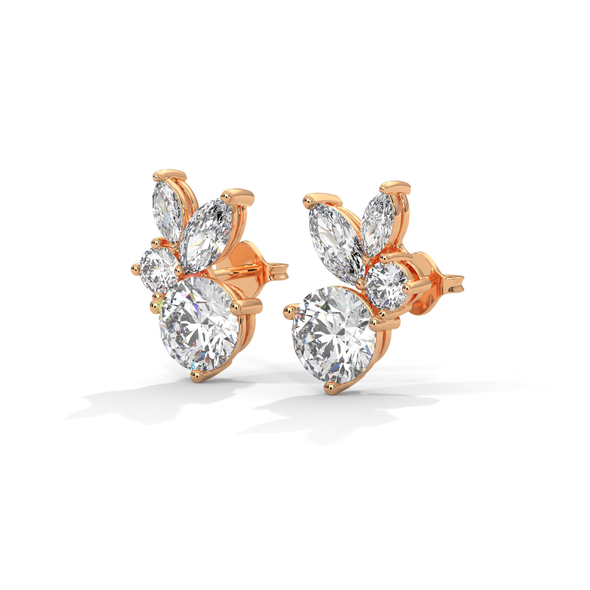 Rabbit- inspired Diamond Stud Earrings in 14K Gold | 1.41 CTW