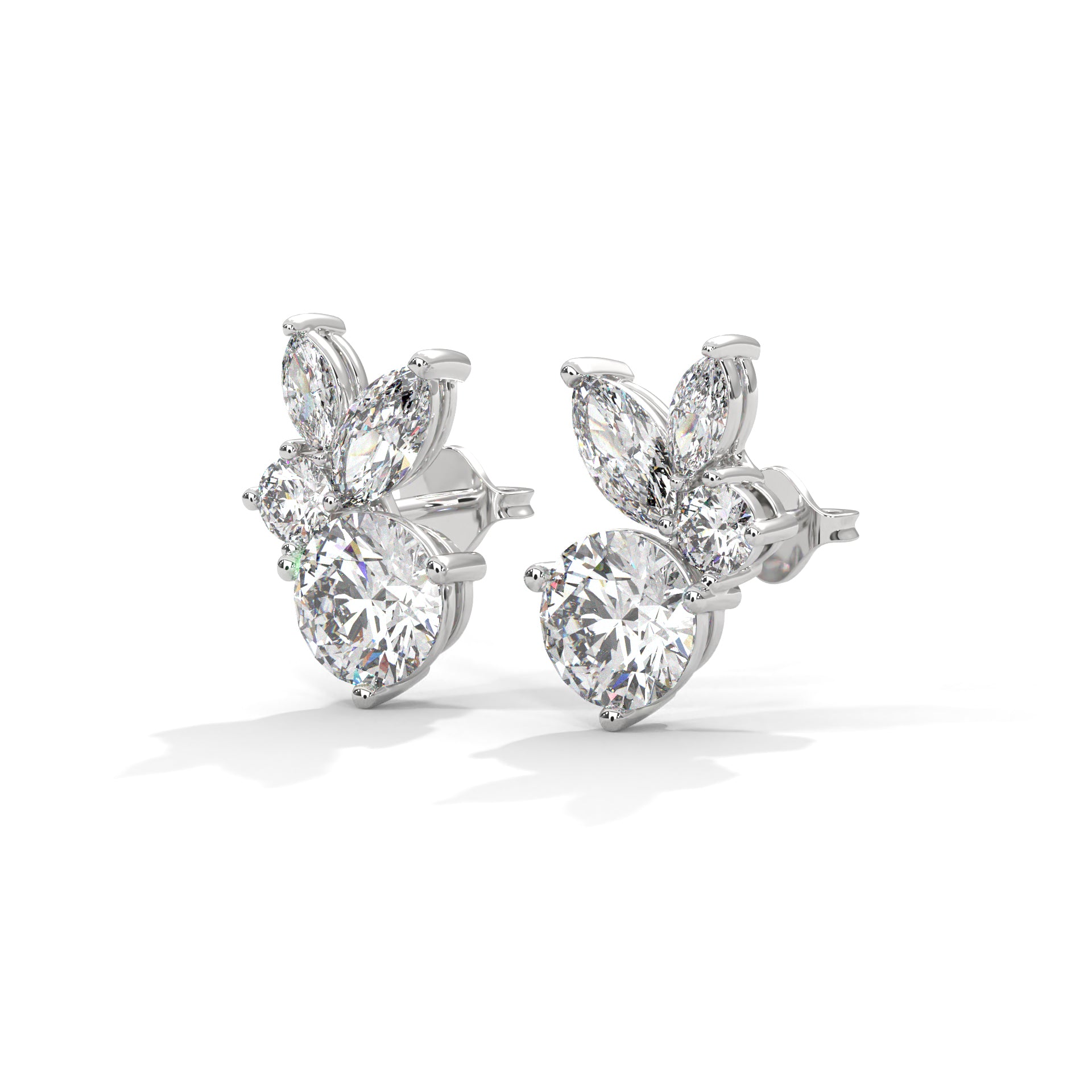 Rabbit- inspired Diamond Stud Earrings in 14K Gold | 1.41 CTW