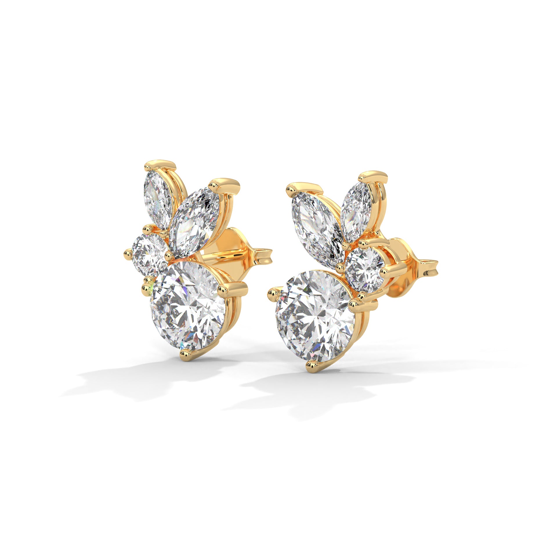 Rabbit- inspired Diamond Stud Earrings in 14K Gold | 1.41 CTW
