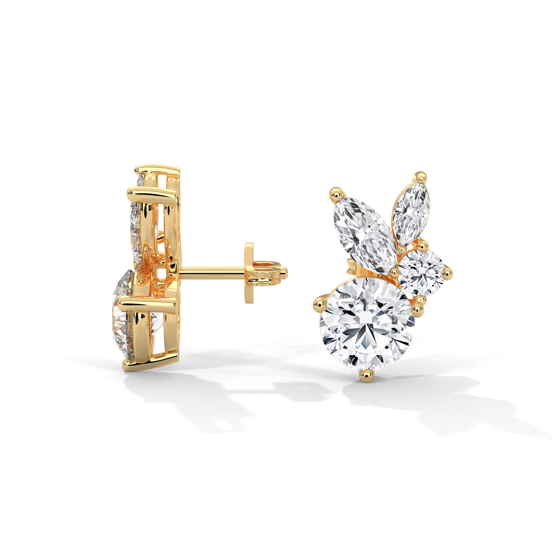 Rabbit- inspired Diamond Stud Earrings in 14K Gold | 1.41 CTW