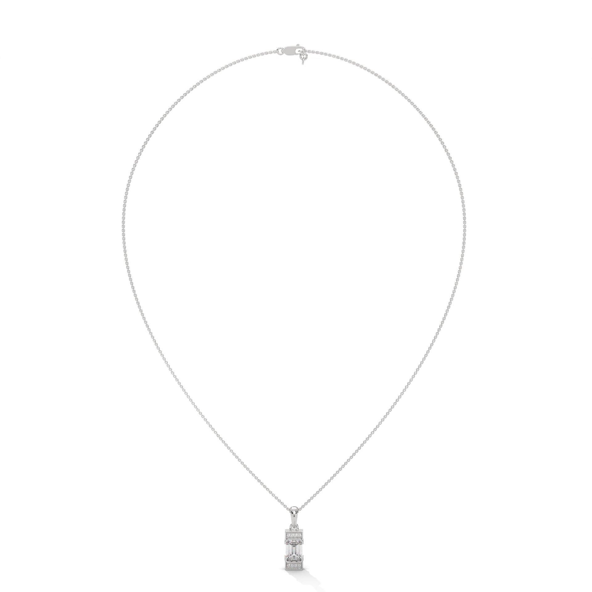 Regal Radiance: 14K Gold Emerald-Cut Diamond Pendant Necklace | 1.04 CTW