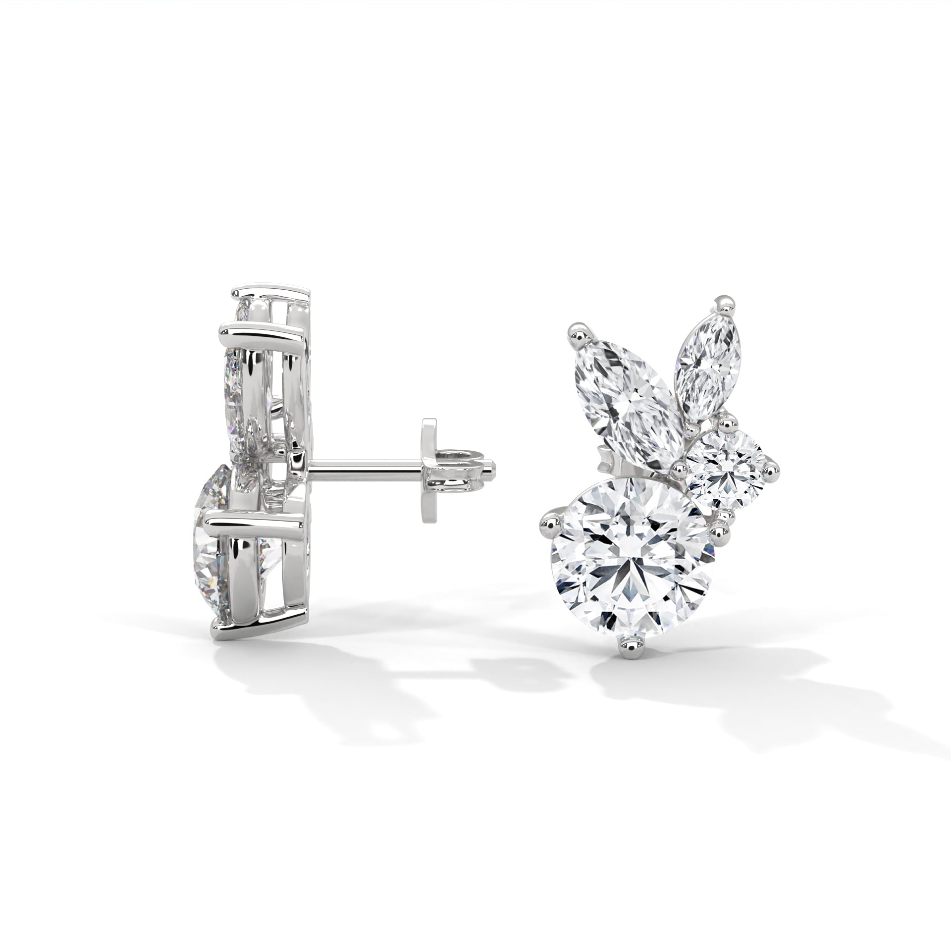 Rabbit- inspired Diamond Stud Earrings in 14K Gold | 1.41 CTW