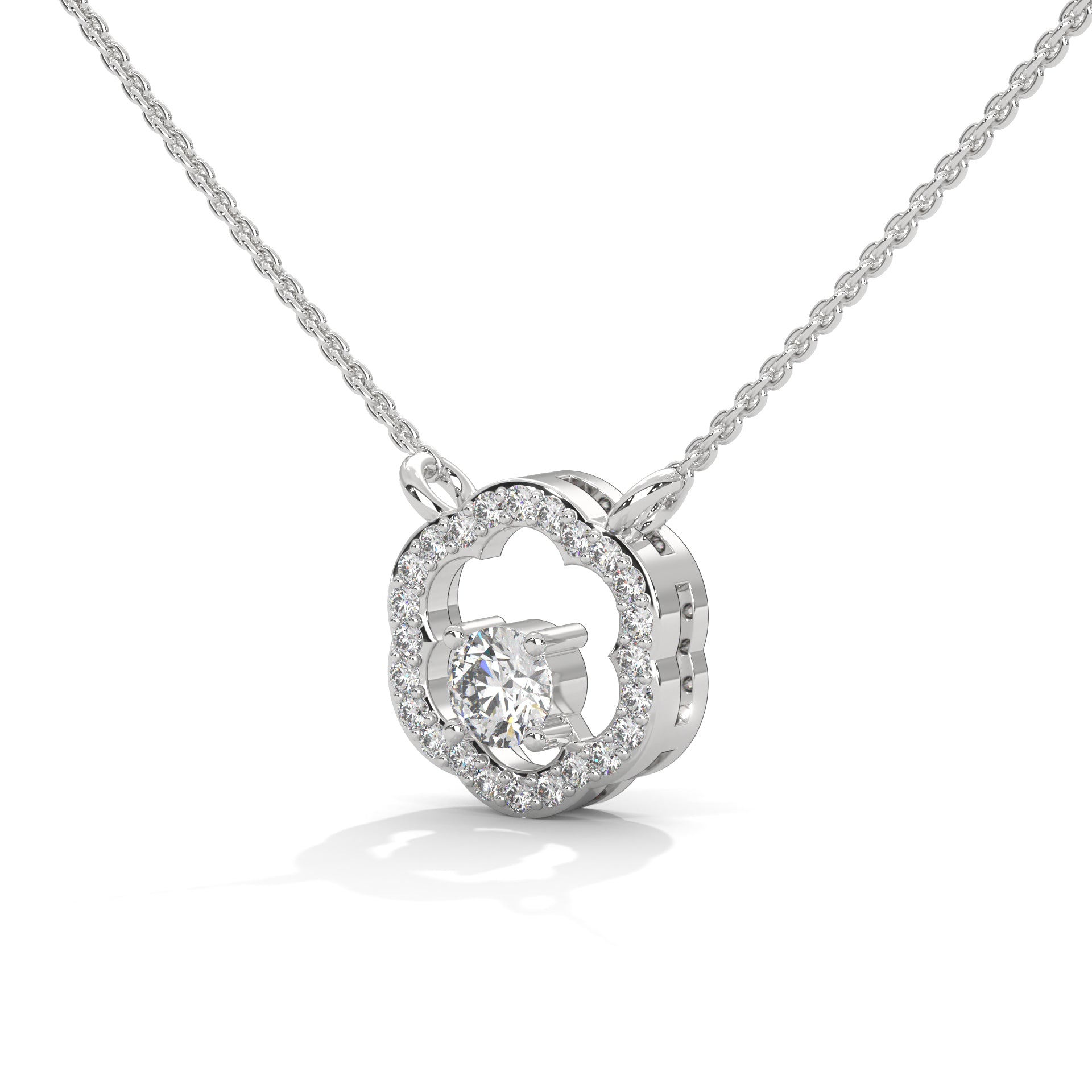 Floral Bloom: 14K Gold Round-Cut Diamond Flower Pendant Necklace | 0.32 CTW