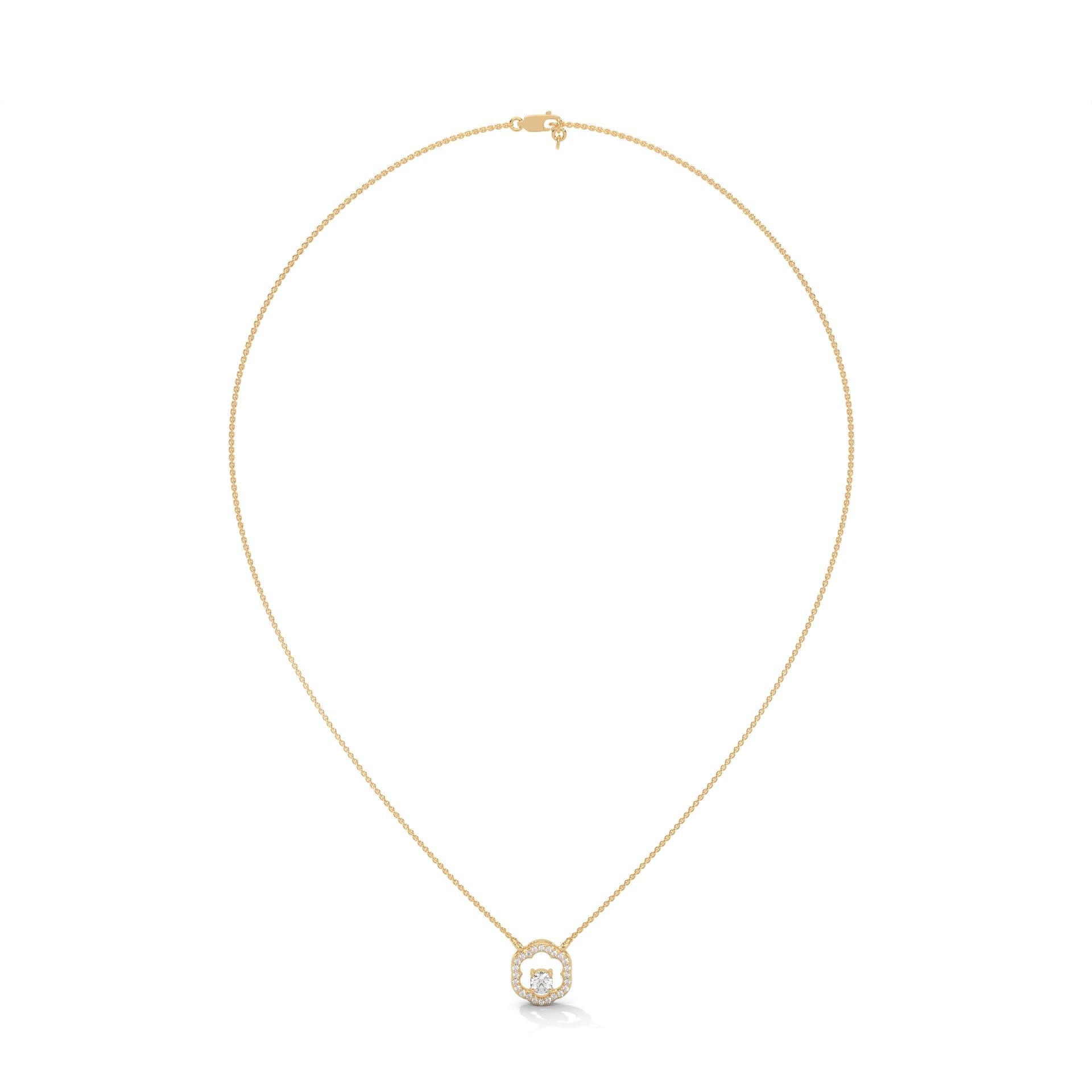 Floral Bloom: 14K Gold Round-Cut Diamond Flower Pendant Necklace | 0.32 CTW