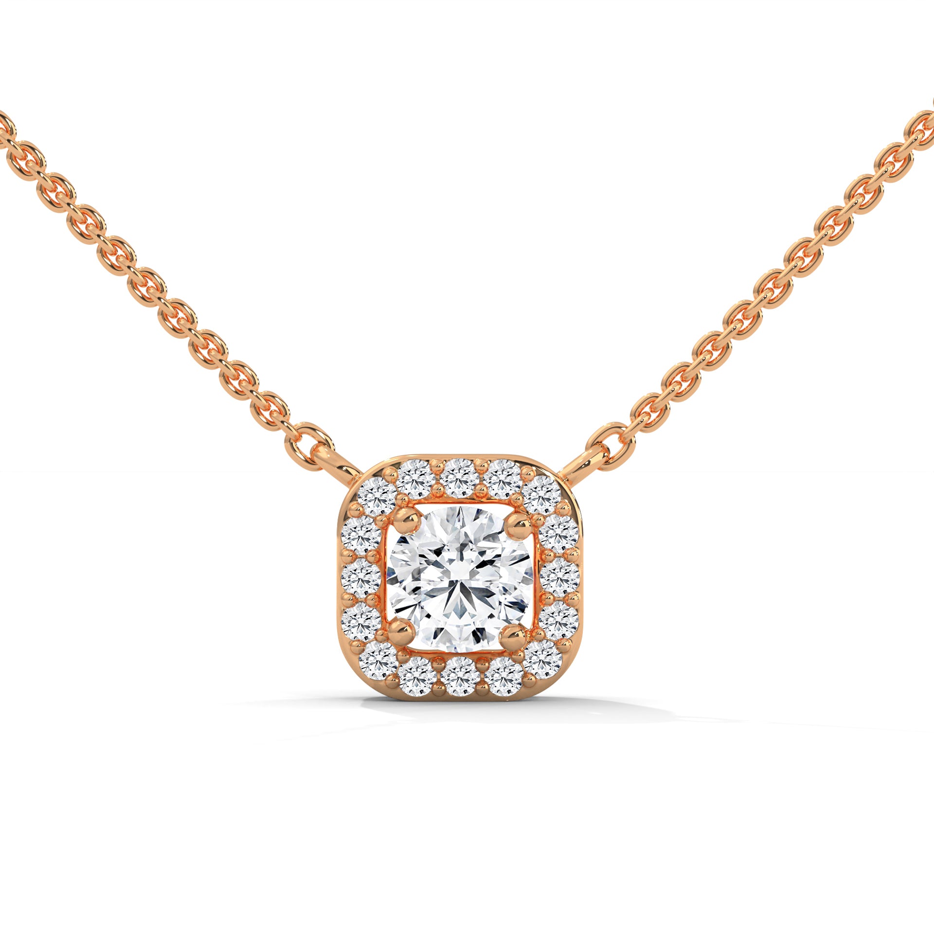 Timeless Halo: 14K Gold Round-Cut Diamond Halo Pendant Necklace | 0.33CTW