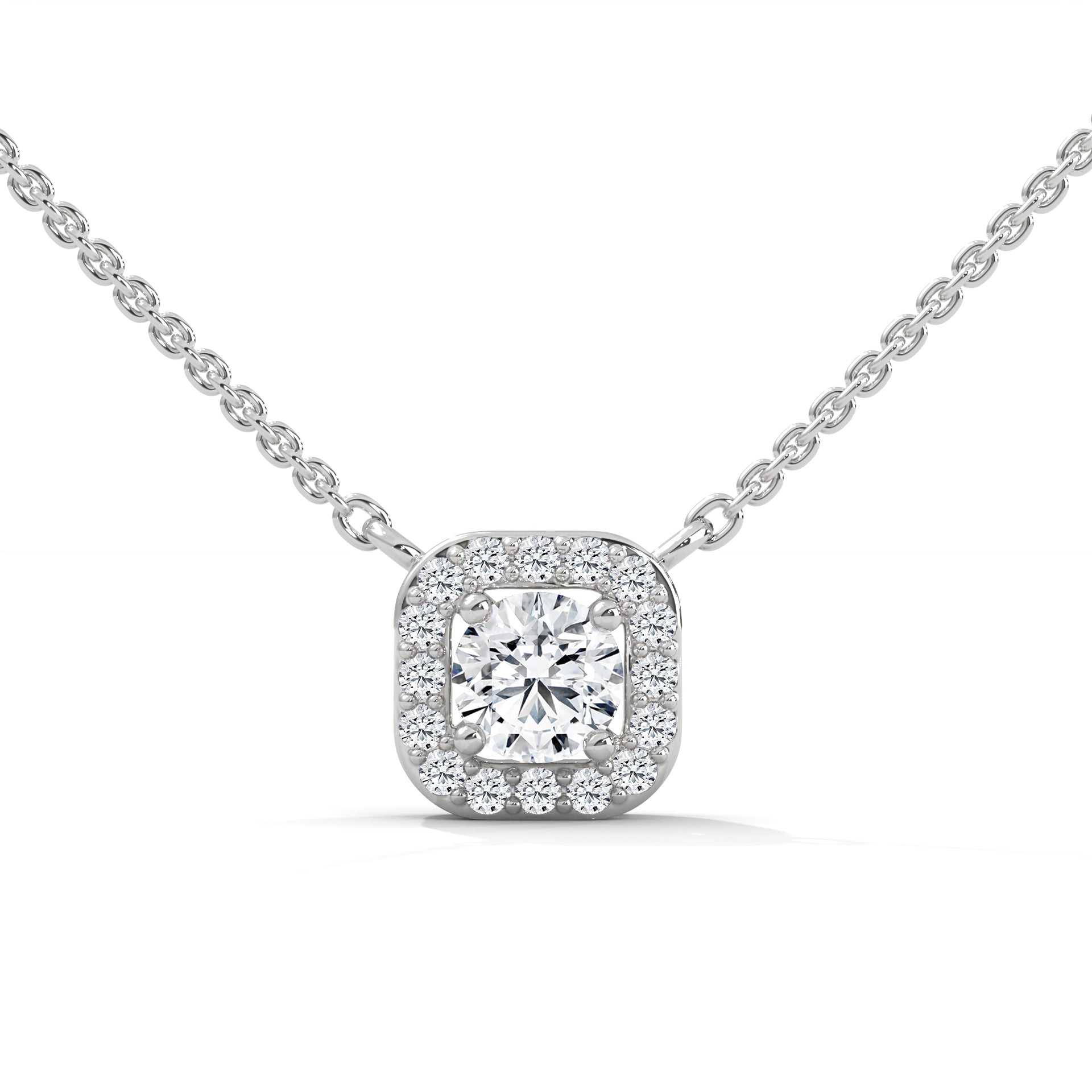 Timeless Halo: 14K Gold Round-Cut Diamond Halo Pendant Necklace | 0.33CTW