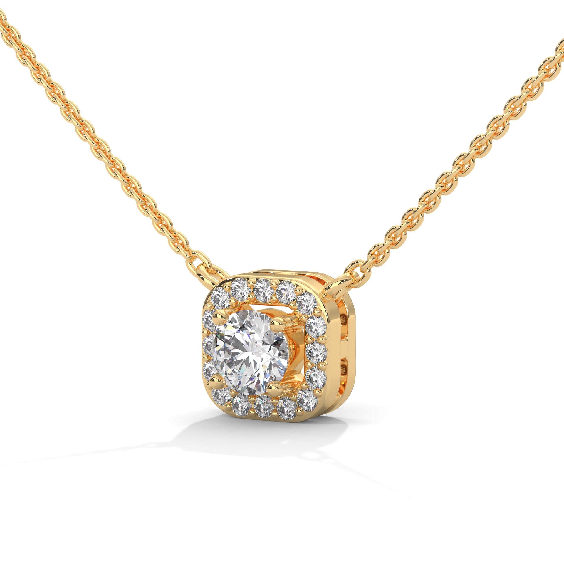 Timeless Halo: 14K Gold Round-Cut Diamond Halo Pendant Necklace | 0.33CTW