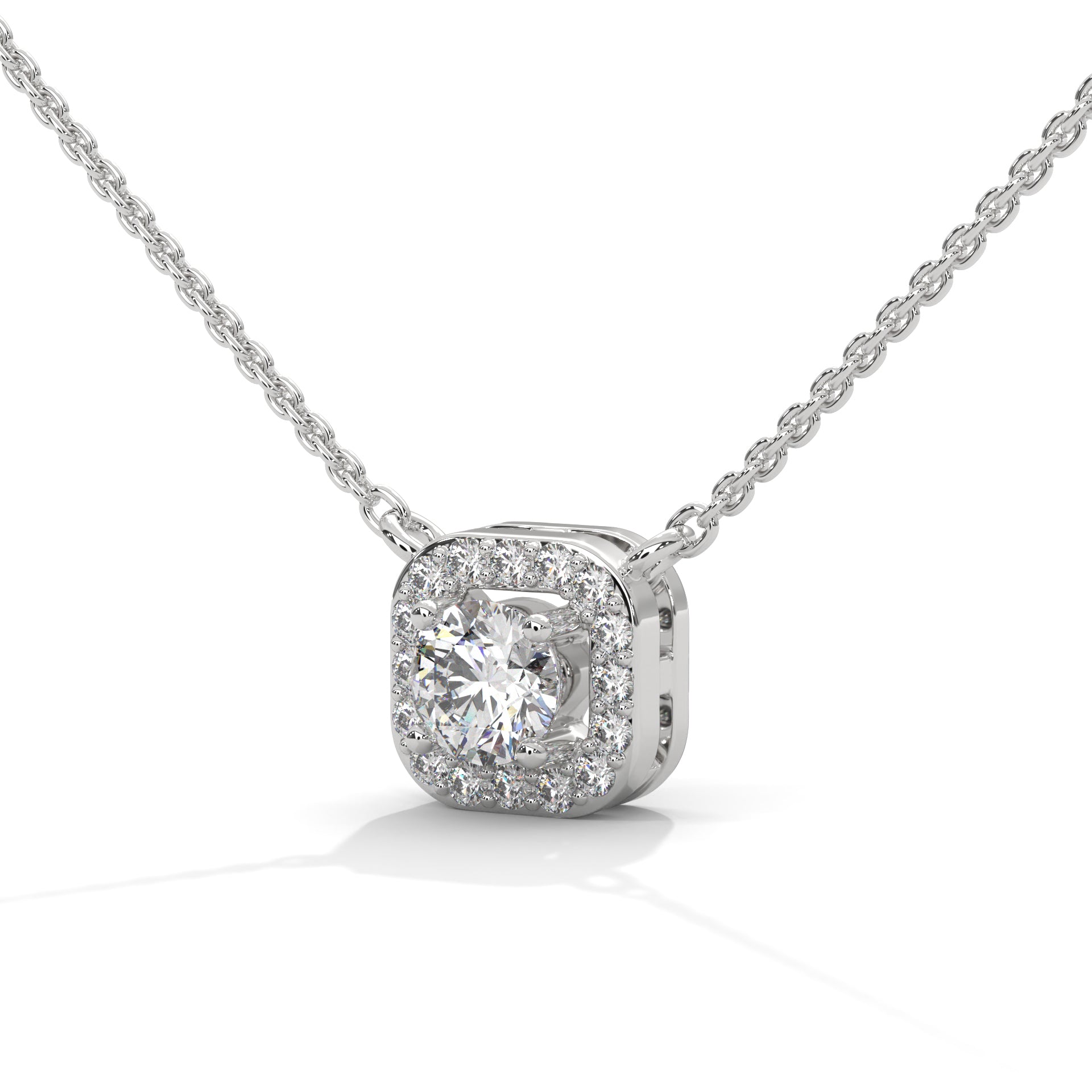 Timeless Halo: 14K Gold Round-Cut Diamond Halo Pendant Necklace | 0.33CTW