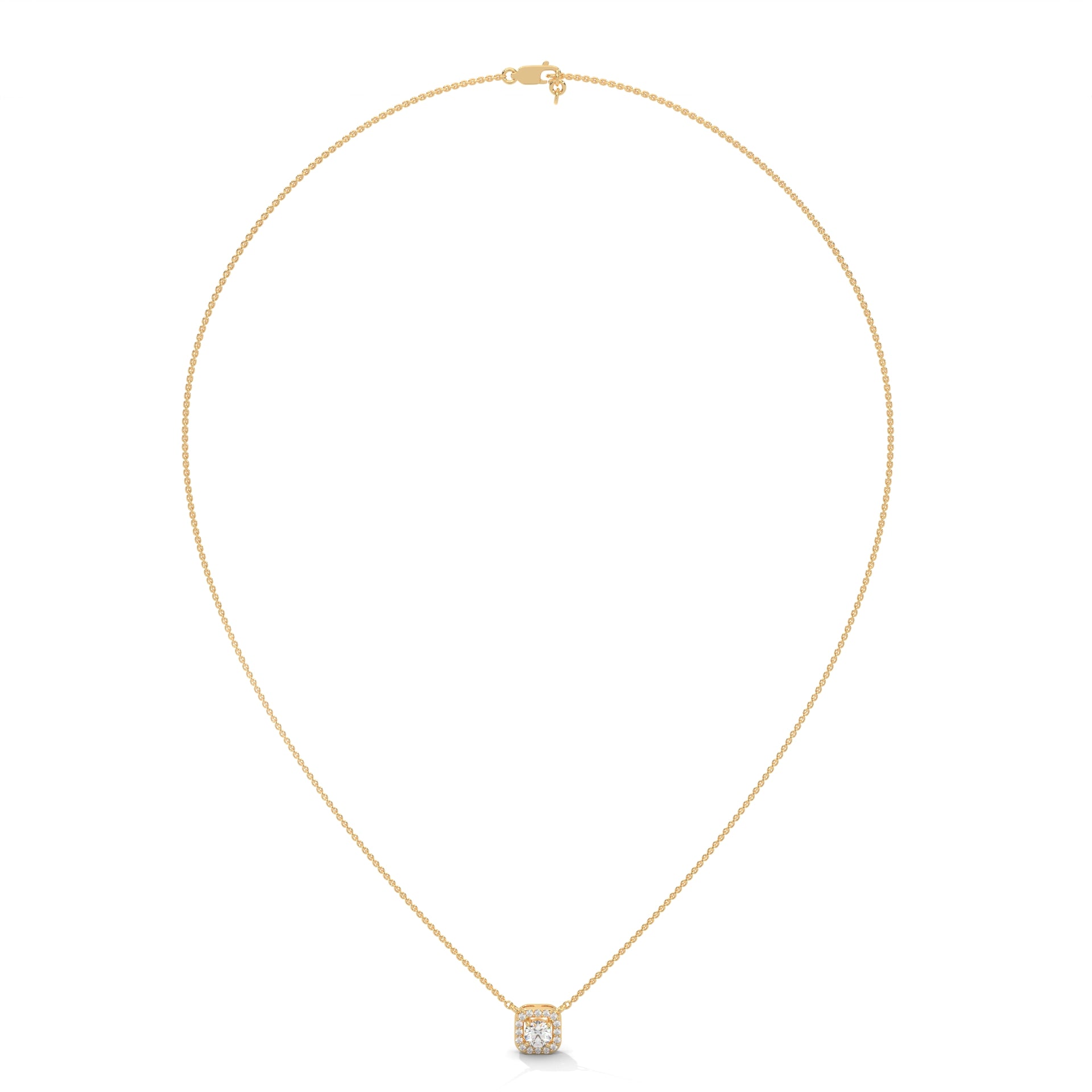 Timeless Halo: 14K Gold Round-Cut Diamond Halo Pendant Necklace | 0.33CTW