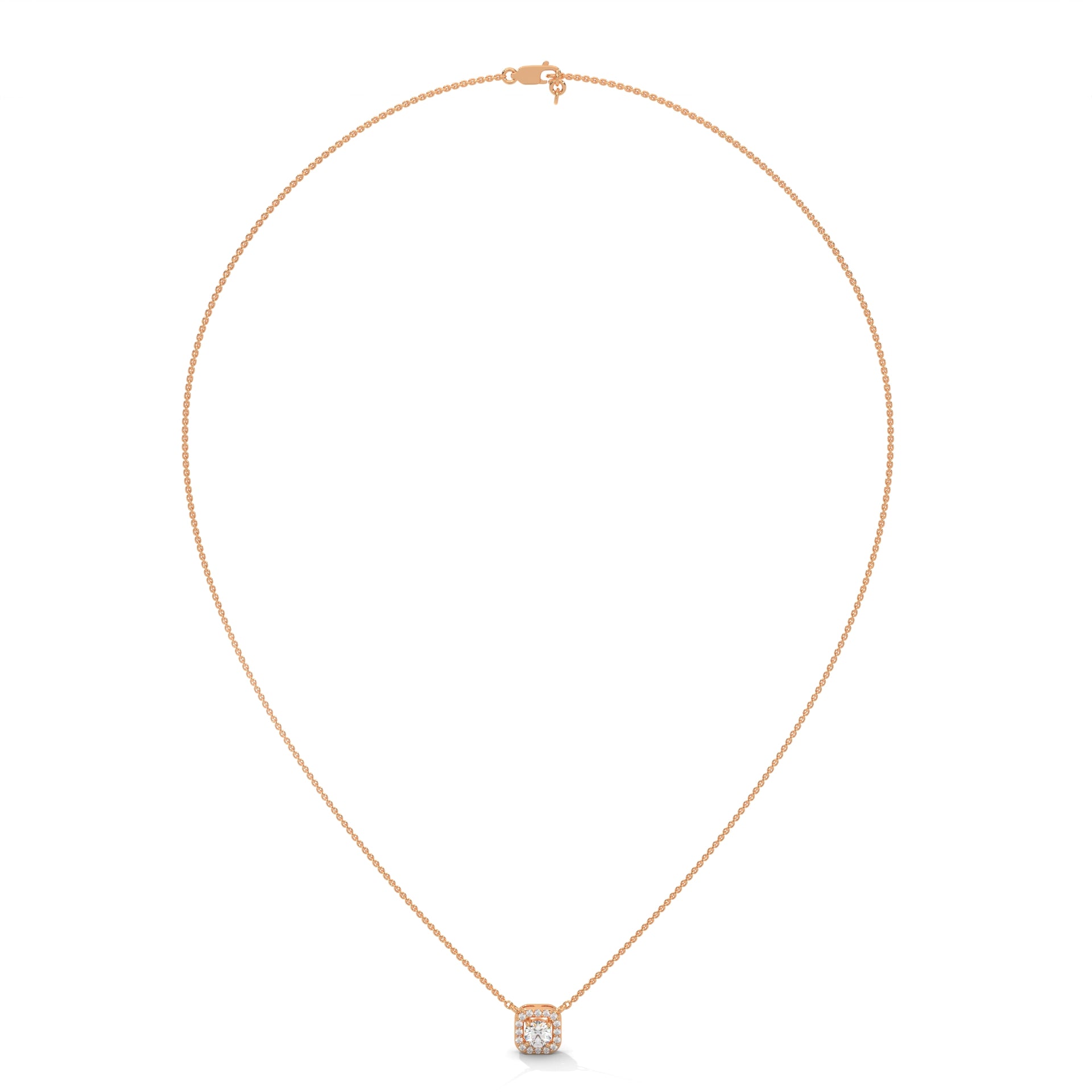 Timeless Halo: 14K Gold Round-Cut Diamond Halo Pendant Necklace | 0.33CTW