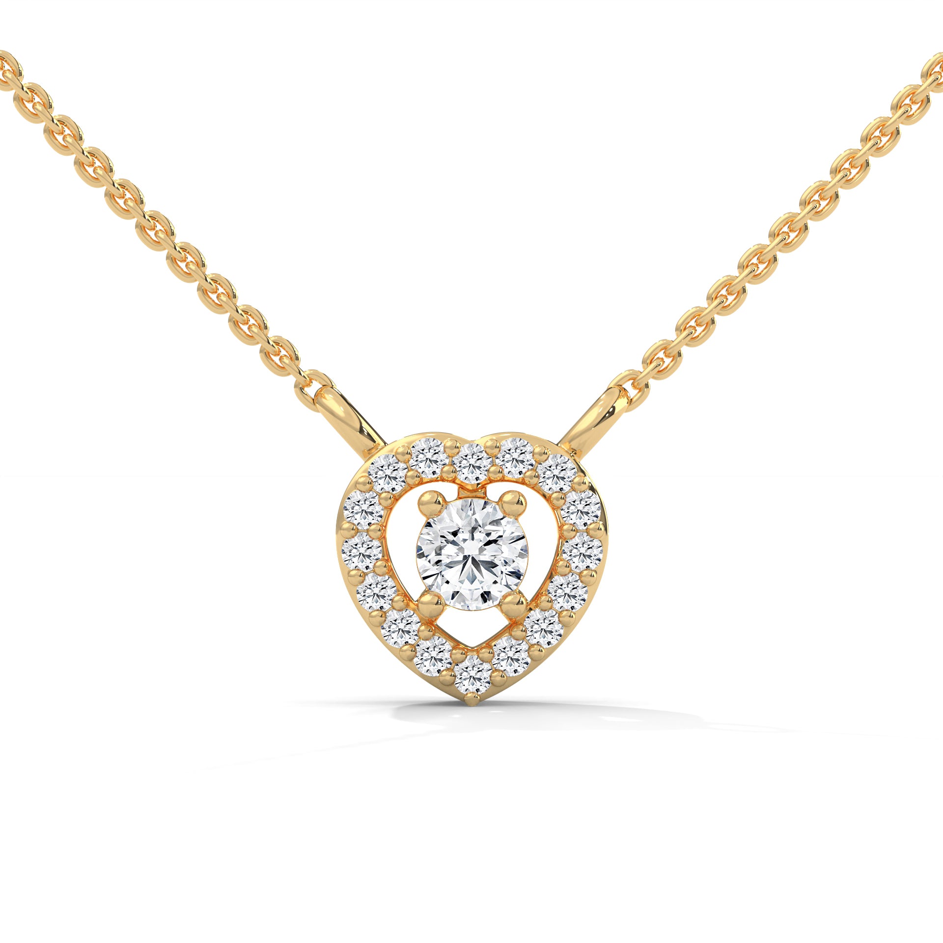 Eternal Love: Gold Diamond Heart Halo Pendant Necklace | 0.19 CTW