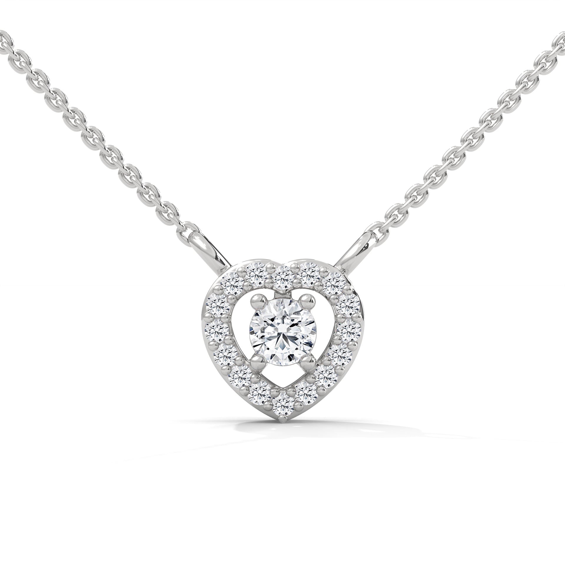 Eternal Love: Gold Diamond Heart Halo Pendant Necklace | 0.19 CTW