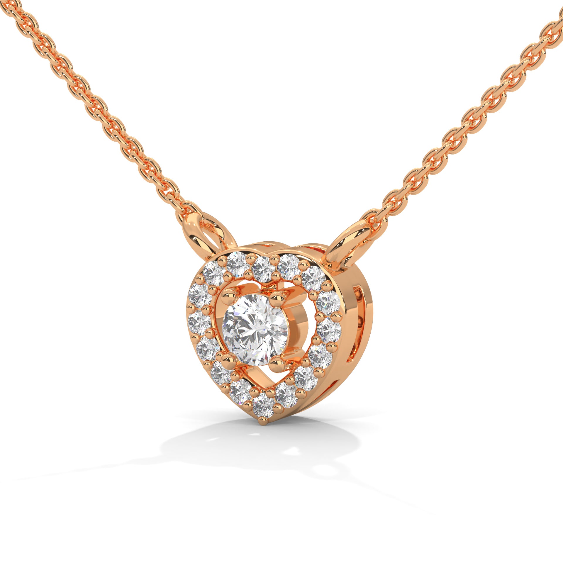 Eternal Love: Gold Diamond Heart Halo Pendant Necklace | 0.19 CTW