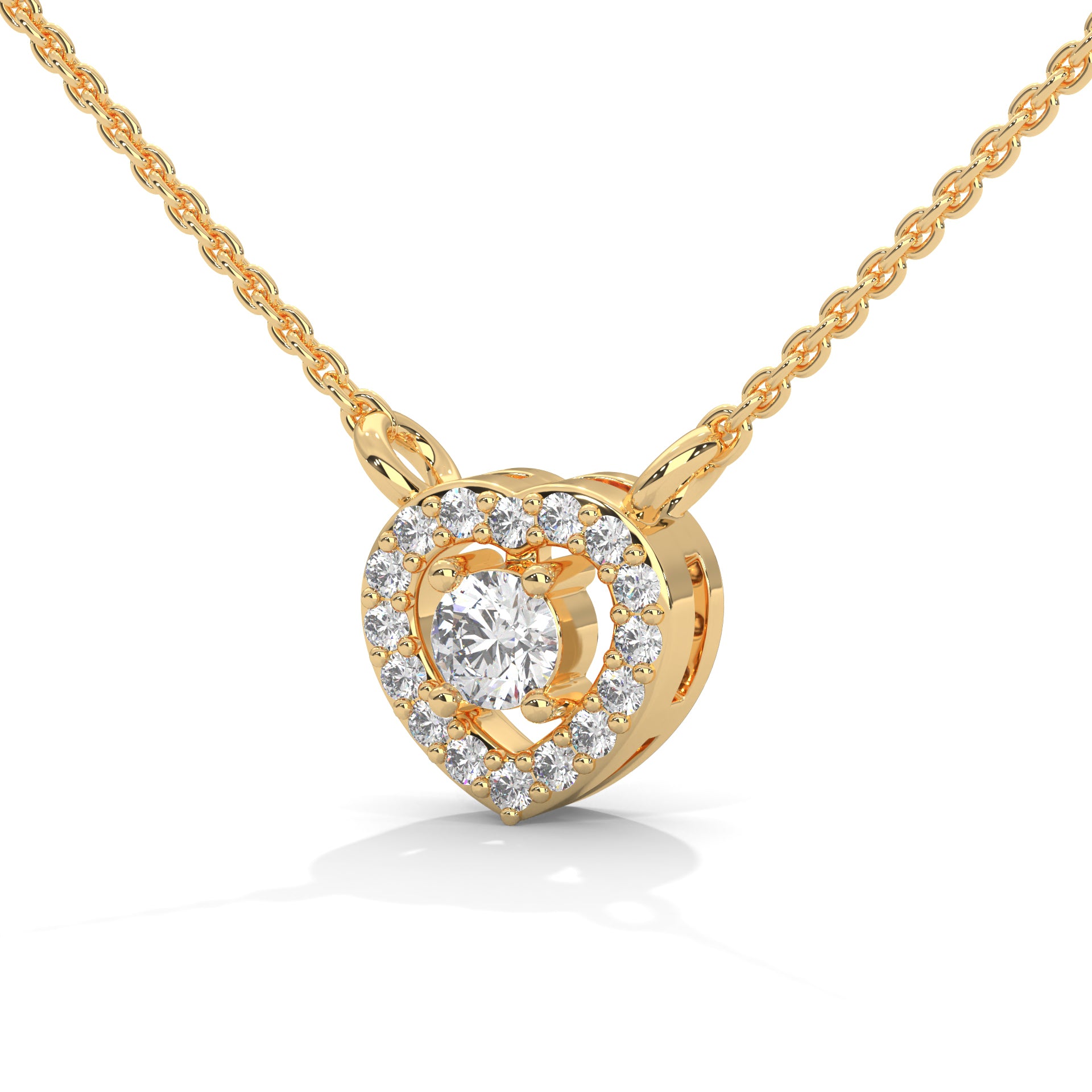 Eternal Love: Gold Diamond Heart Halo Pendant Necklace | 0.19 CTW