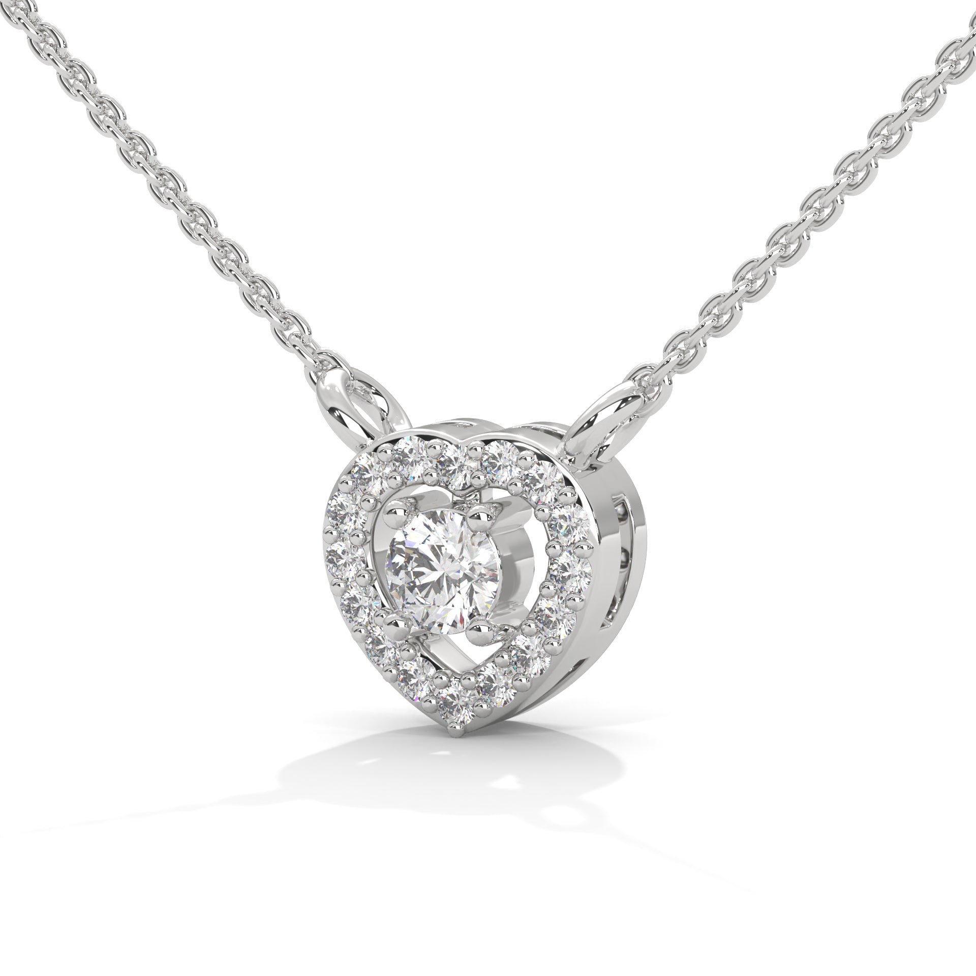 Eternal Love: Gold Diamond Heart Halo Pendant Necklace | 0.19 CTW
