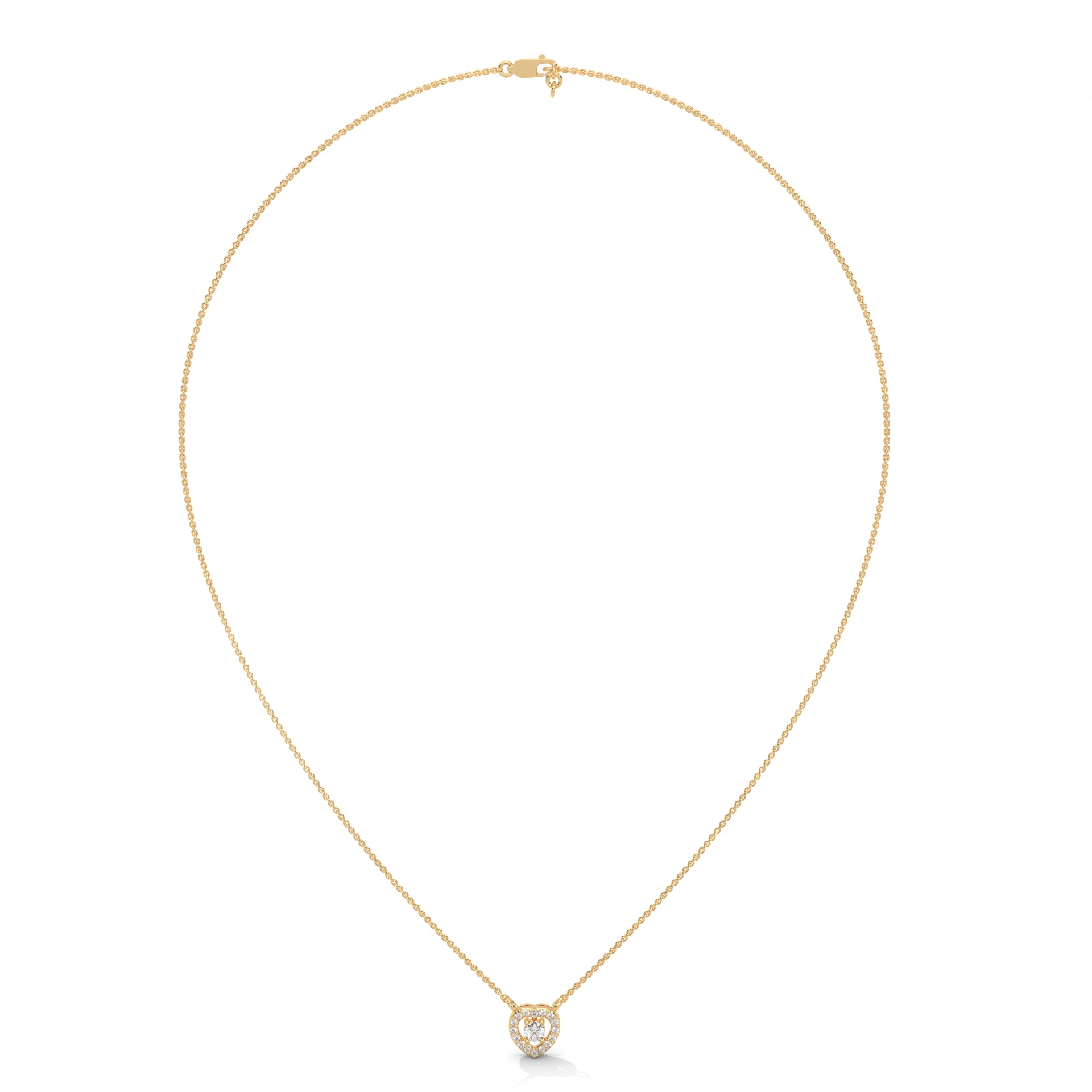 Eternal Love: Gold Diamond Heart Halo Pendant Necklace | 0.19 CTW