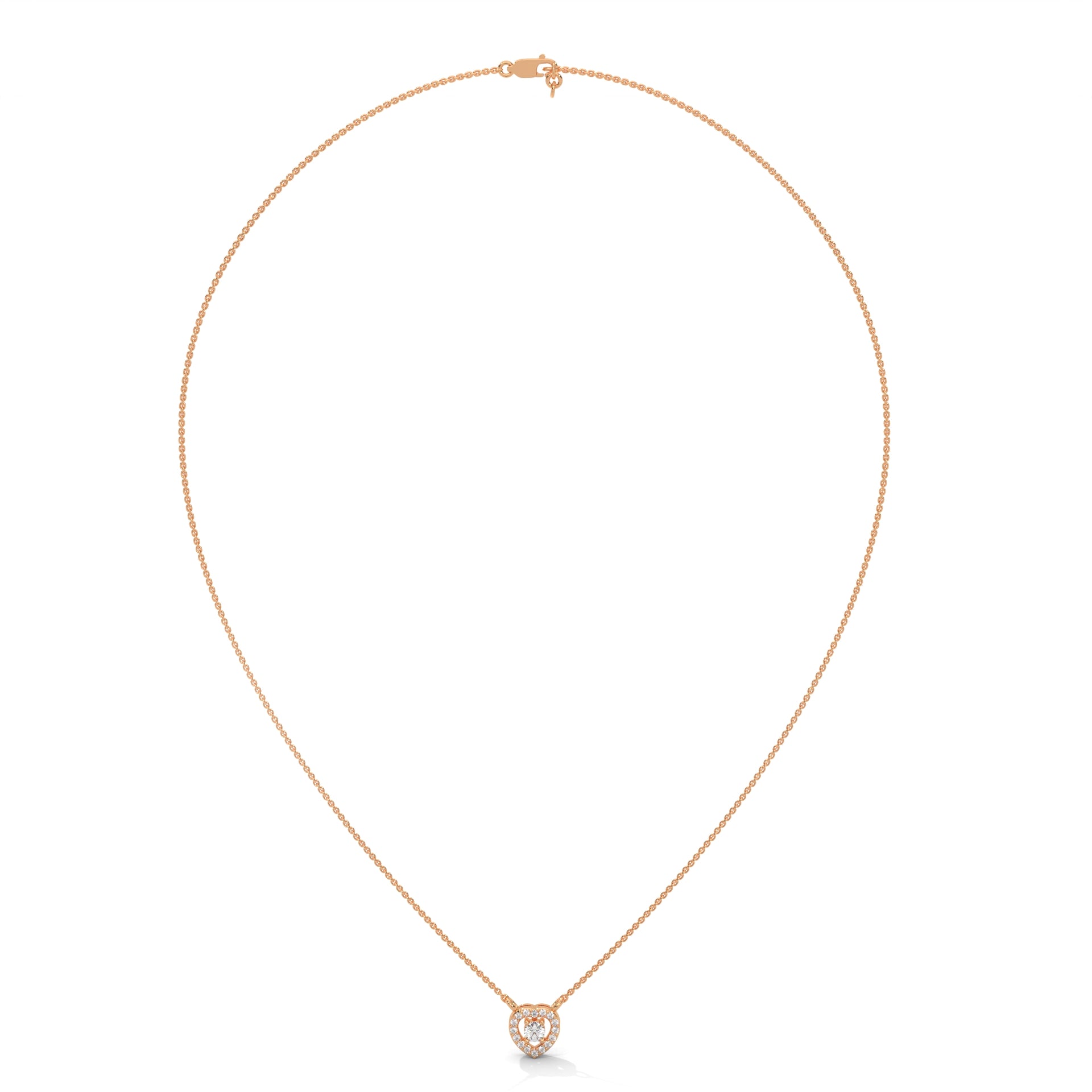 Eternal Love: Gold Diamond Heart Halo Pendant Necklace | 0.19 CTW