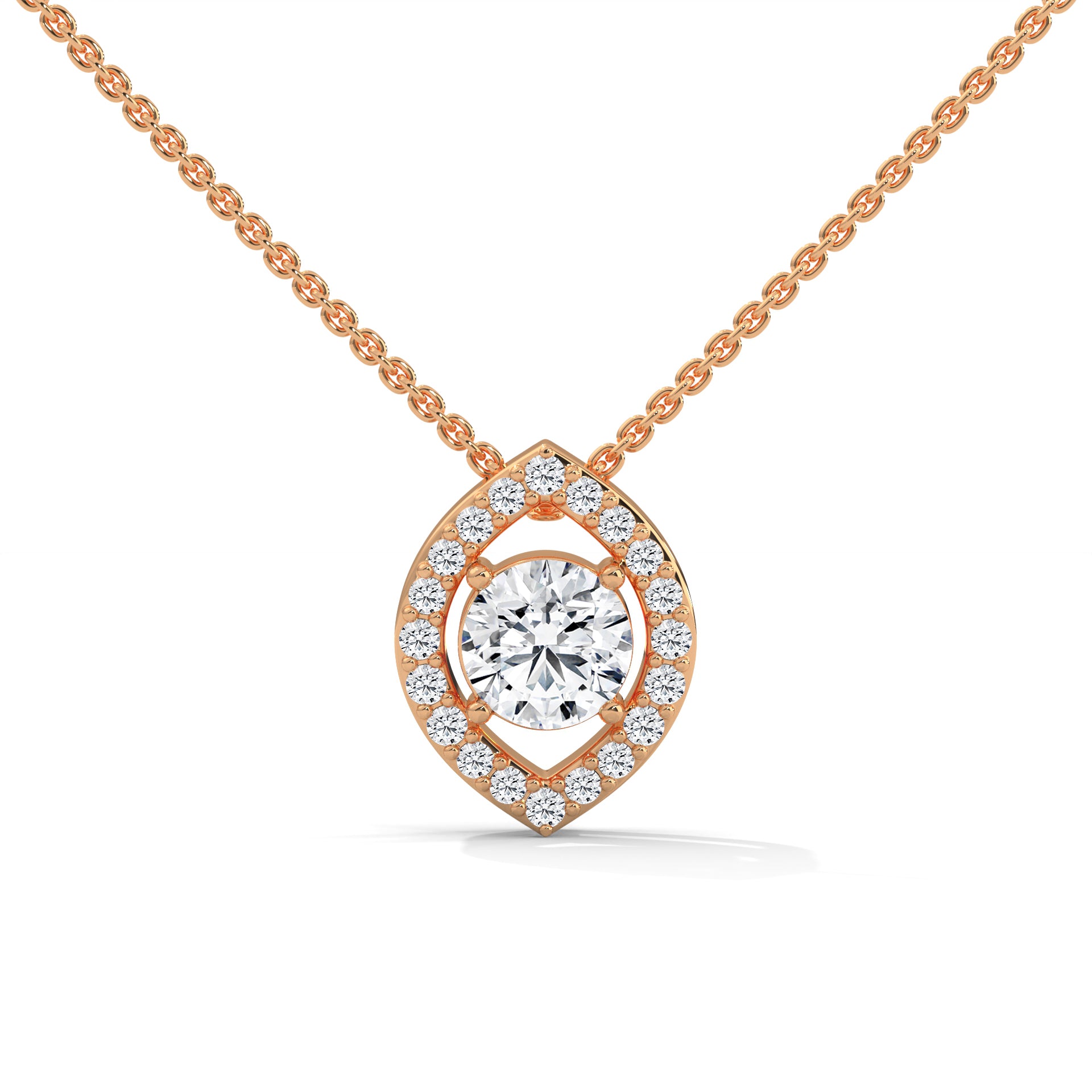 Ethereal Glow: Gold Floating Halo Diamond Pendant Necklace| 0.64 CTW