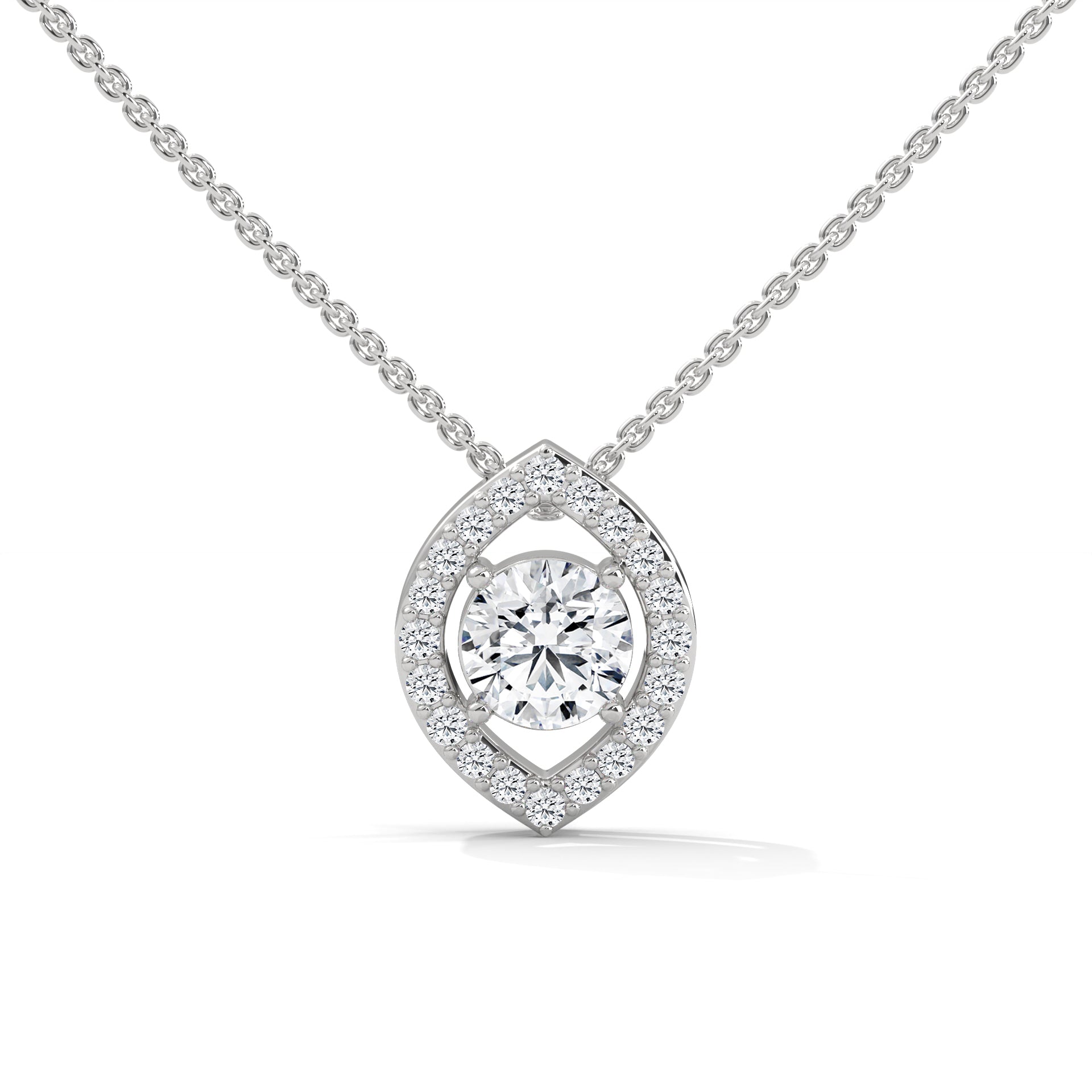 Ethereal Glow: Gold Floating Halo Diamond Pendant Necklace| 0.64 CTW