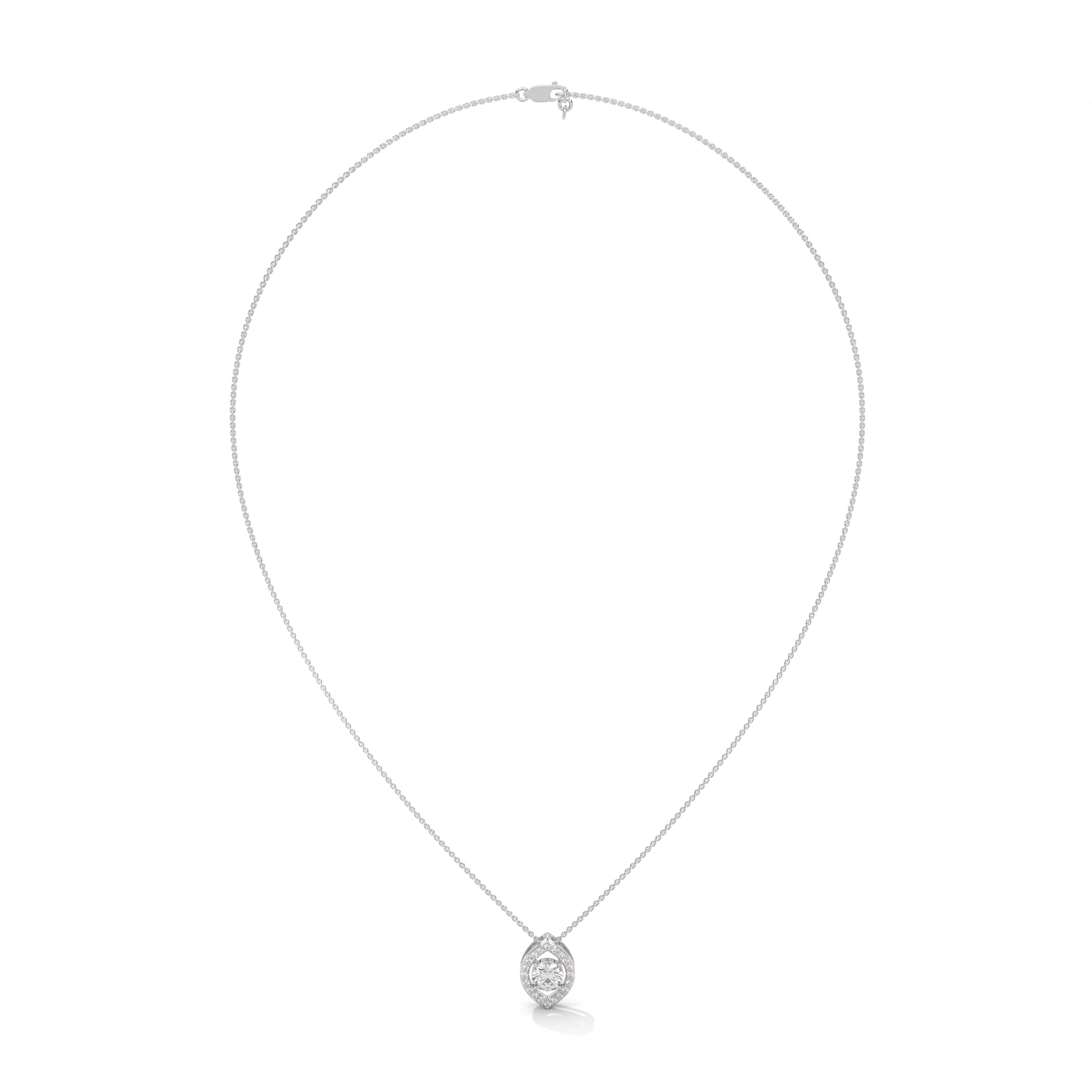 Ethereal Glow: Gold Floating Halo Diamond Pendant Necklace| 0.64 CTW